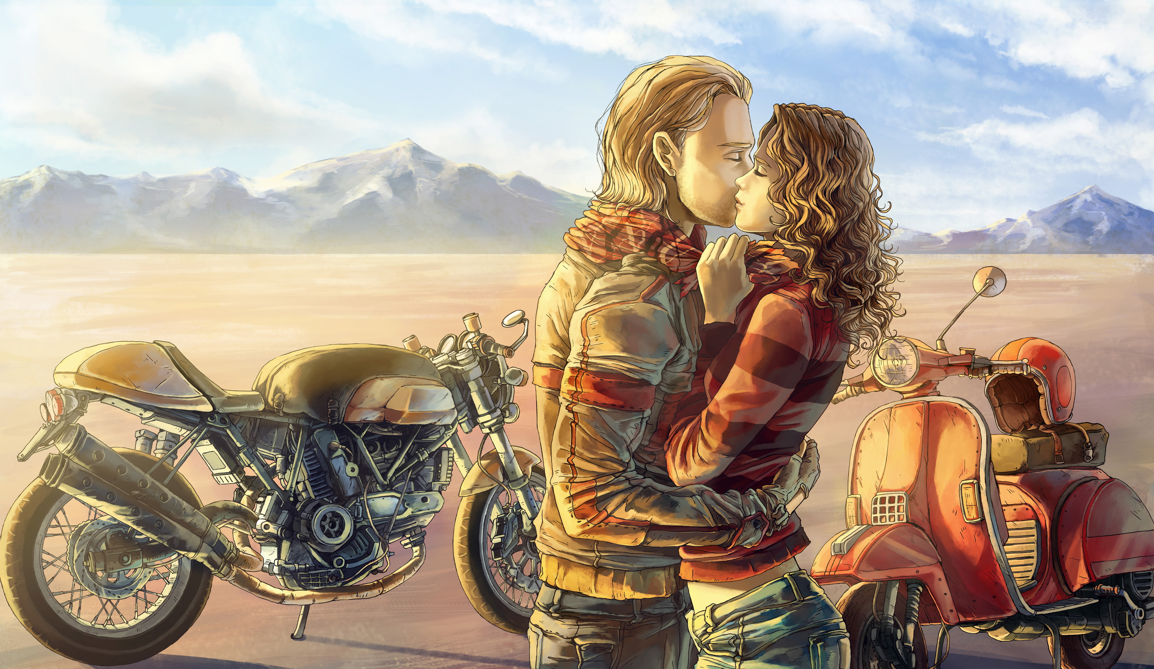 by c85, recreational Pursuit, women, transportation, leisure Activity, caucasian Ethnicity, mountain range, adventure, driving, mountain, woman, scooter, HD Wallpaper