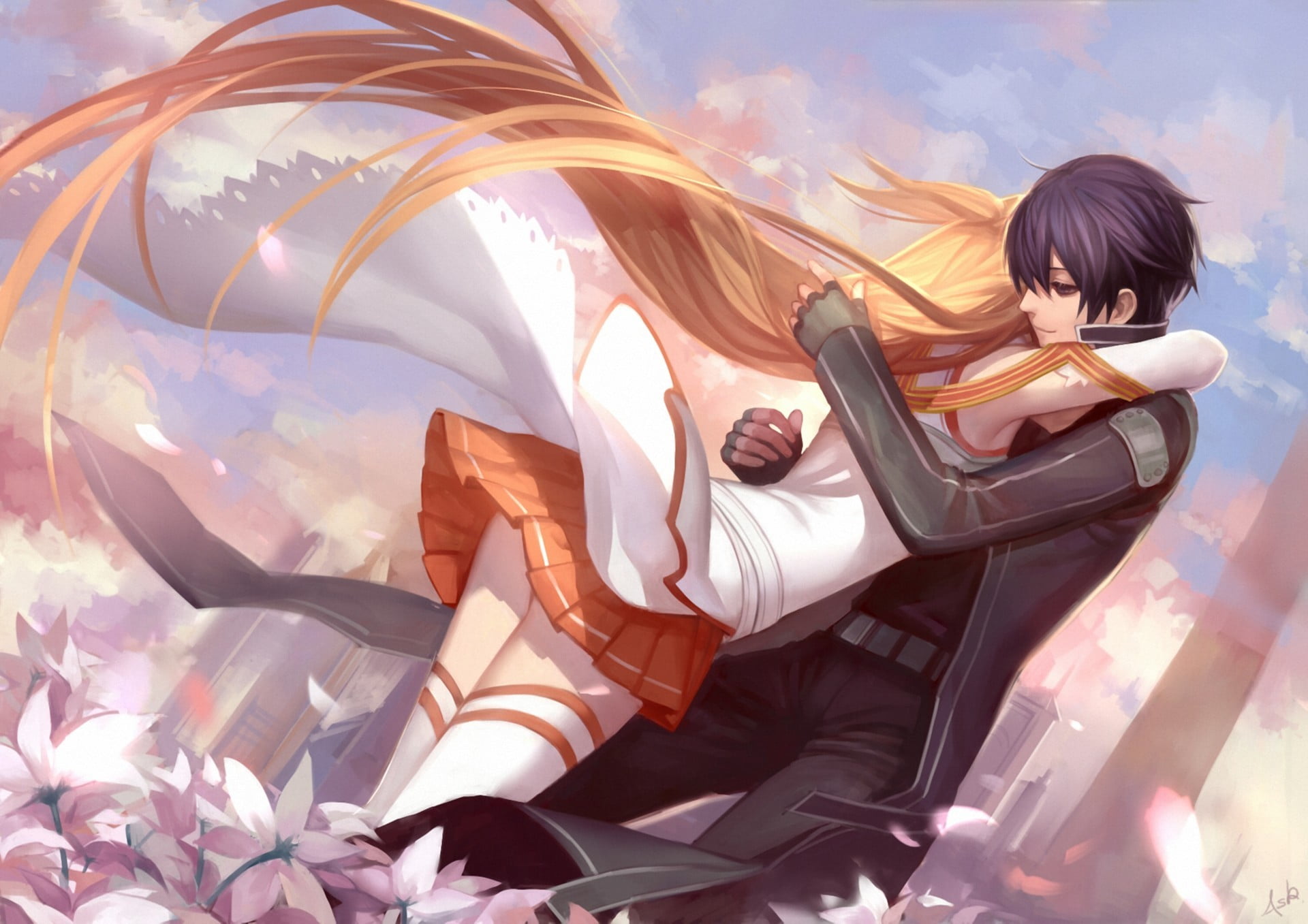hairstyle, man, asukaziye, lifestyles, women, amusement park ride, yuuki asuna, adult, full length, leisure activity, beautiful, illustration, young Adult, HD Wallpaper