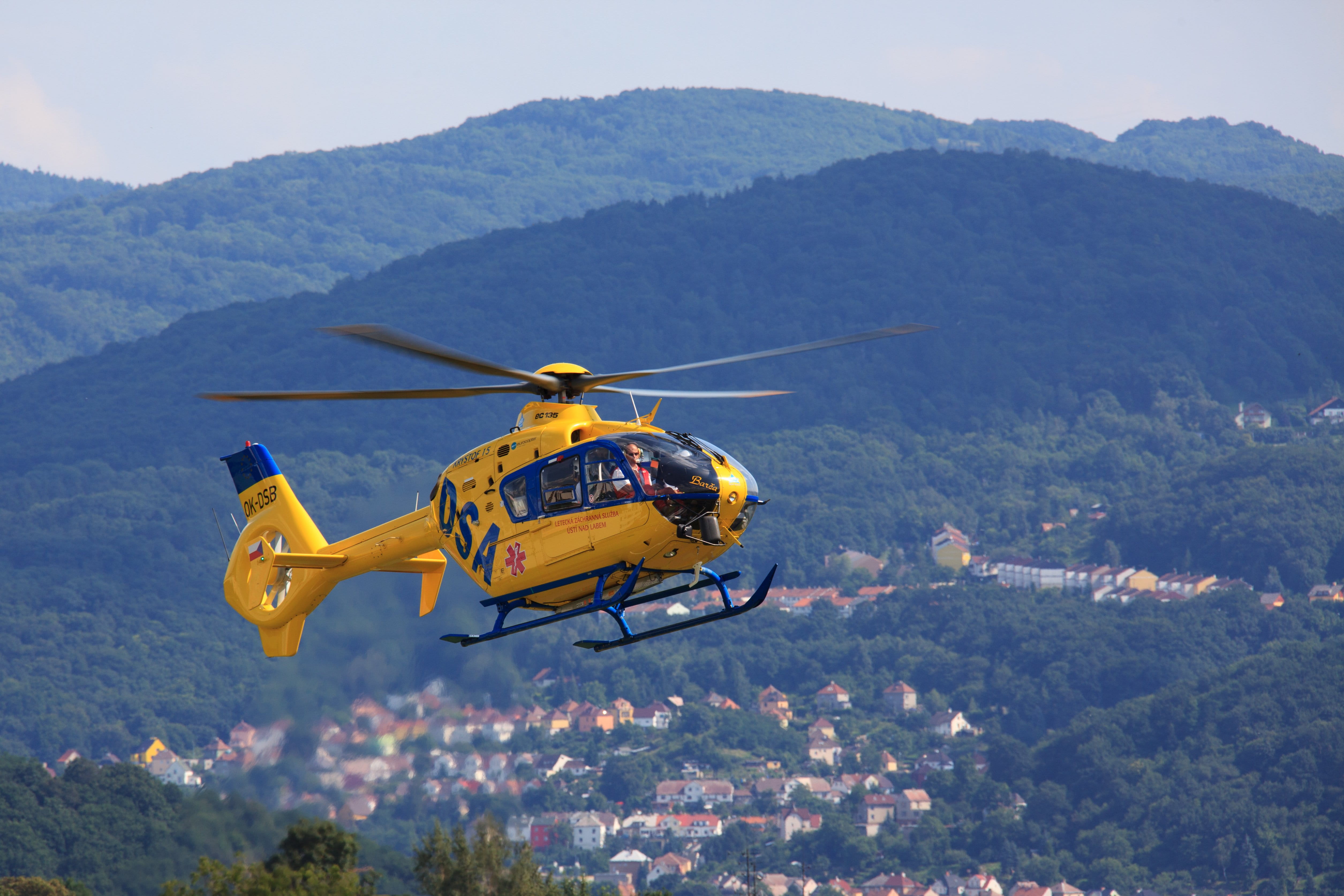 Aircraft, fly, photography, day, mountain range, yellow, Air, one animal, motion, 4K, adventure, doctor, outdoors, medic, help, mid-air, people, mountain, HD Wallpaper