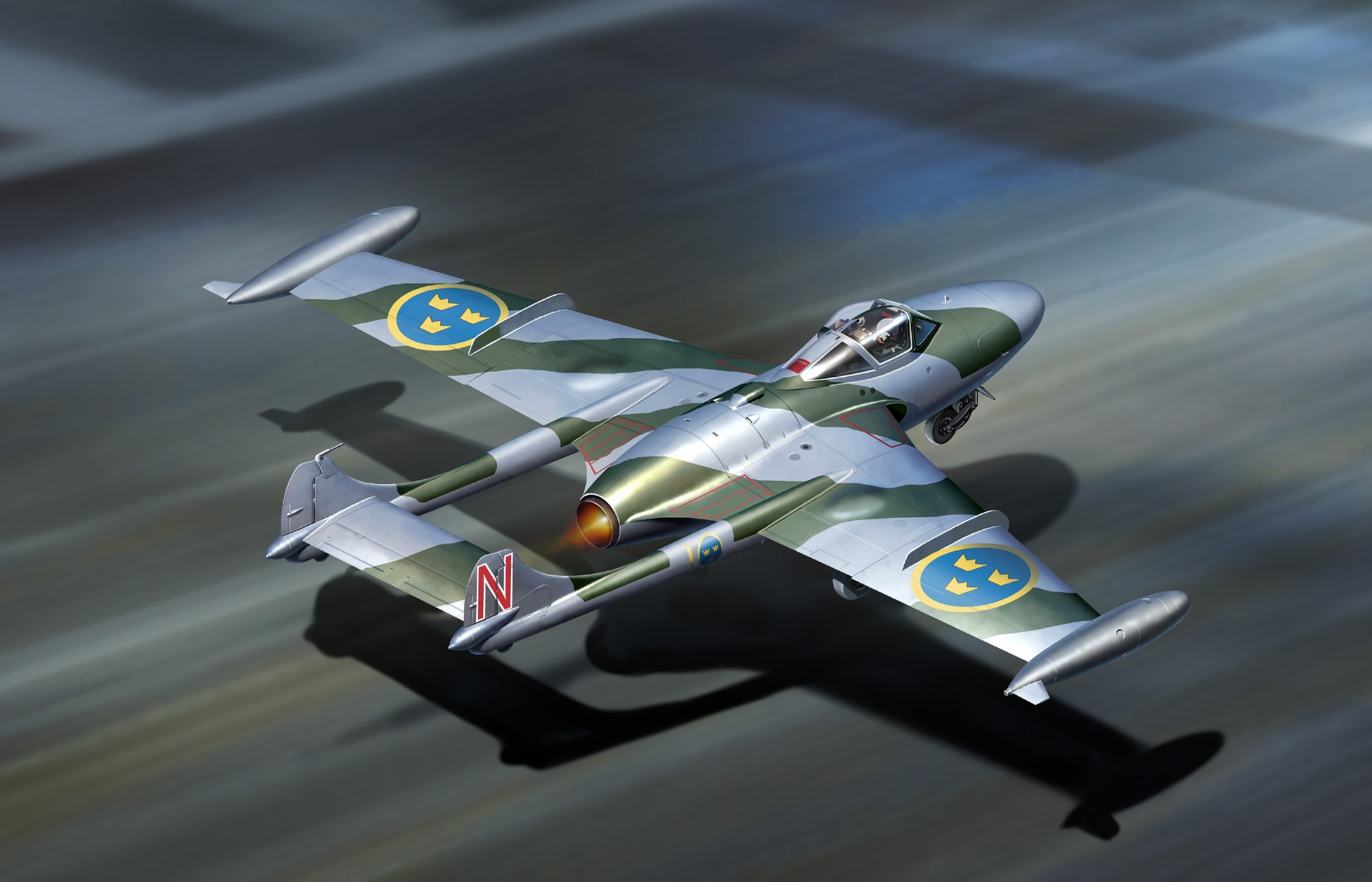 DH-112, service, fighter, art, the plane, deck, British, Sweden., BBC, bomber, 1080P, the rise, Venom, carrier, HD Wallpaper