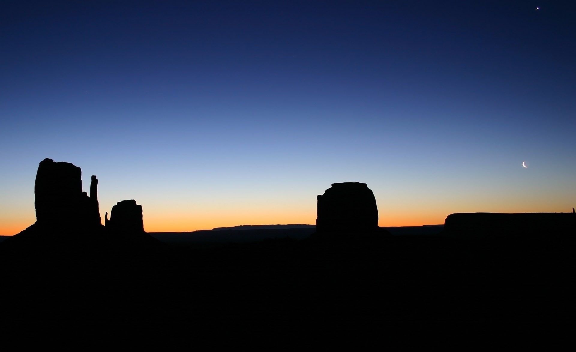 silhouette, beauty in nature, rock formation, no people, Nature, 1080P, rock, scenics - nature, Sun and Sky, rock - object, sunset, sky, clear sky, Landscape, HD Wallpaper