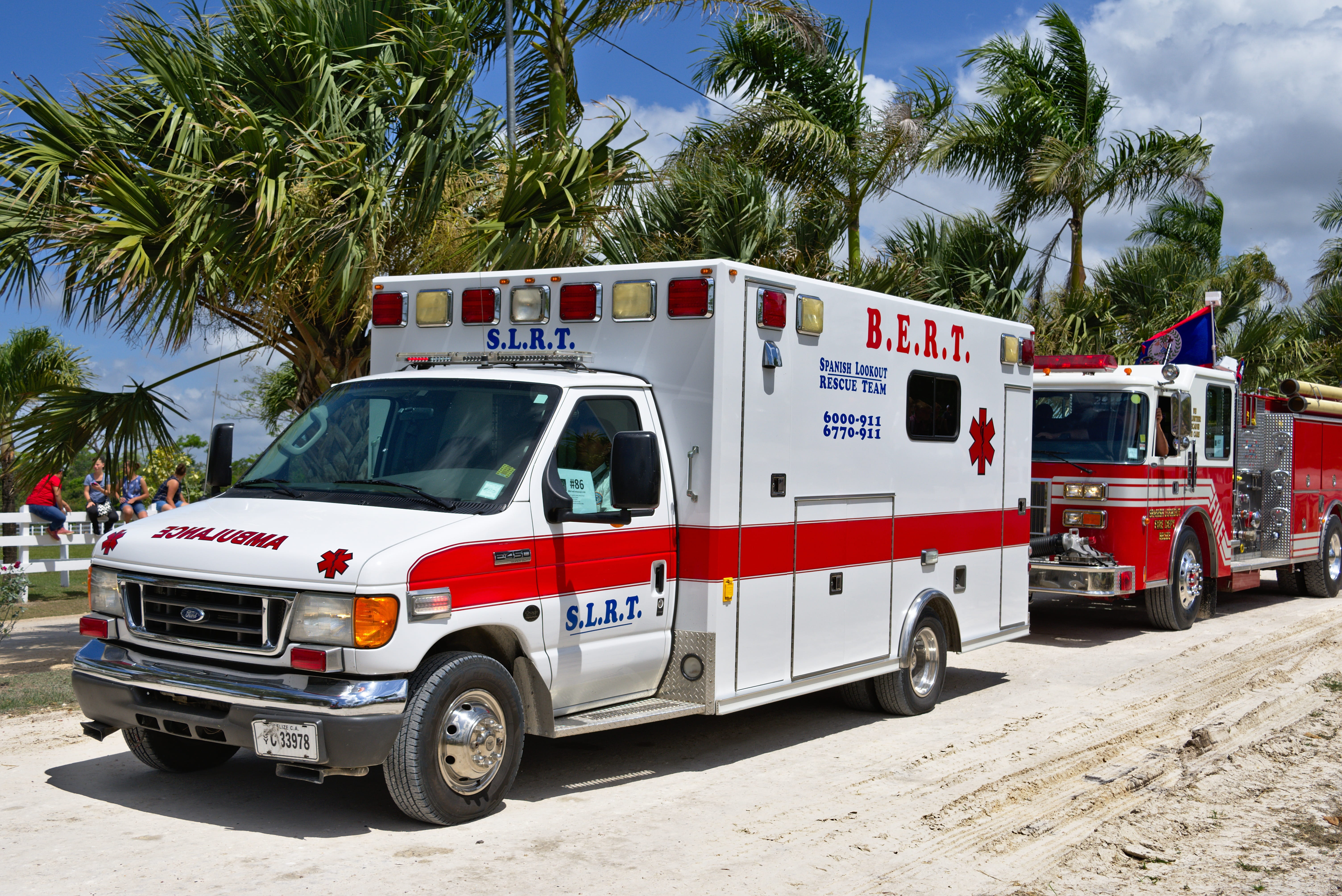 palm tree, system, health, red, tree, accidents and disasters, safety, urgency, 5K, rescue, rescue worker, transportation system, ambulance, land vehicle, HD Wallpaper