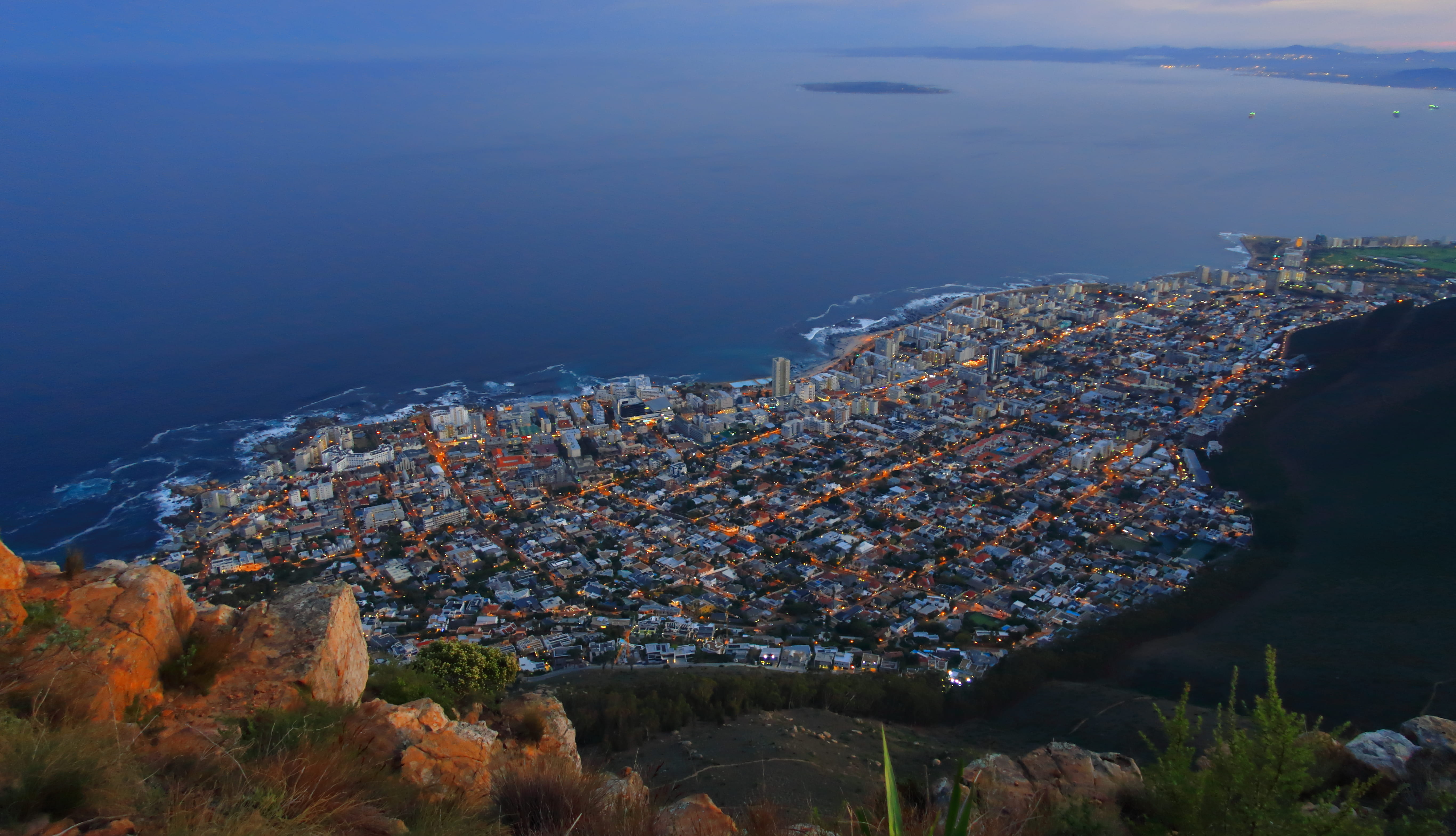 blue, water, south africa, no people, architecture, mountain, scenics - nature, building exterior, 5K, sky, signal hill, city, day, cityscape, beauty in nature, HD Wallpaper