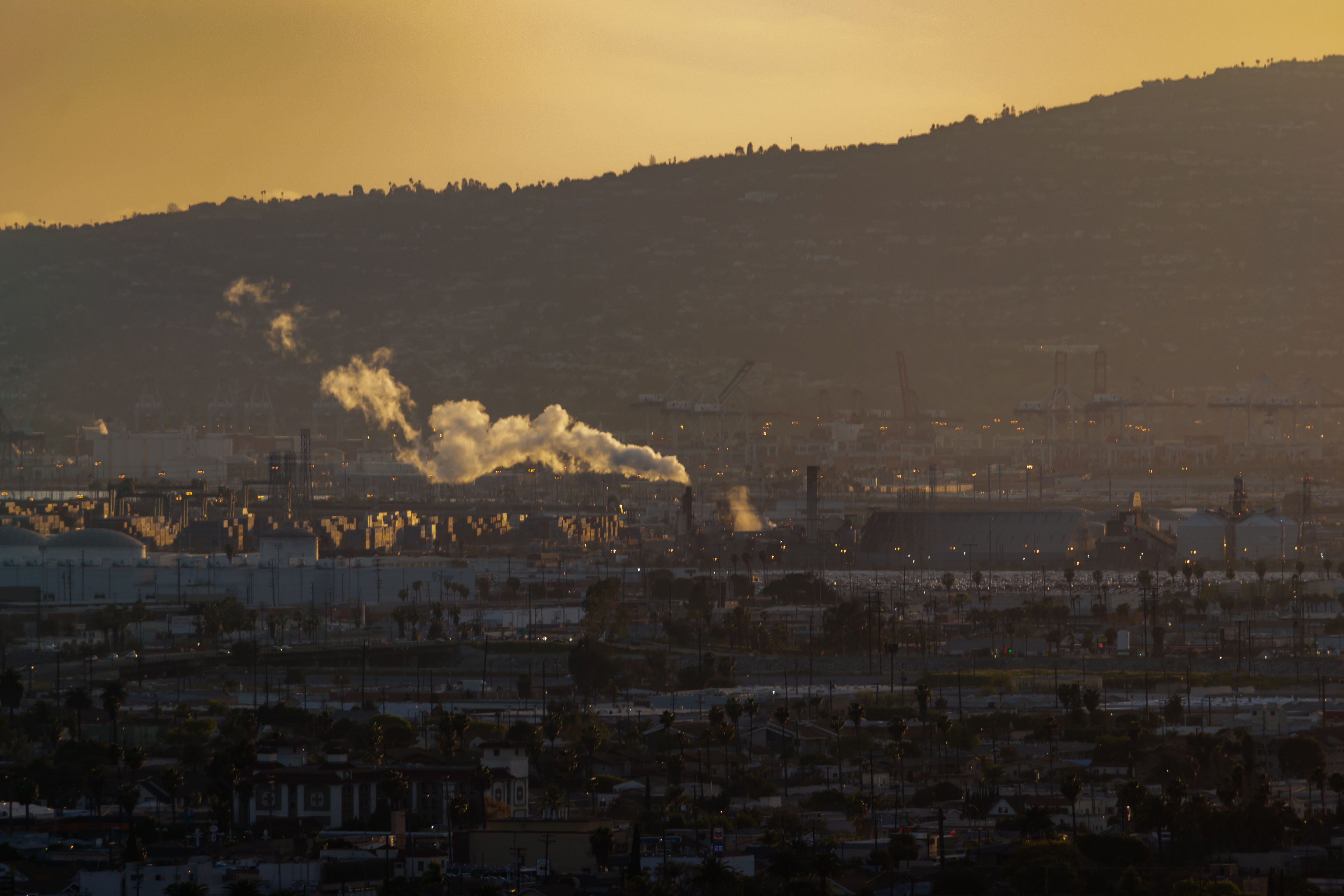 pollution, refinery, architecture, 4K, built structure, long beach, industry, air pollution, scenery, dawn, dusk, united states, residential district, HD Wallpaper