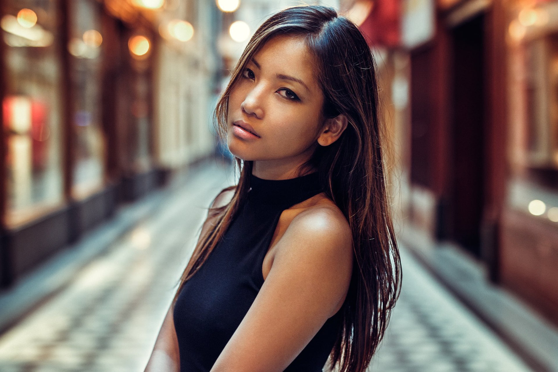 hair, Asian, 1080P, Fabien Mir, Emeline Vu, face, look, girl, portrait, HD Wallpaper