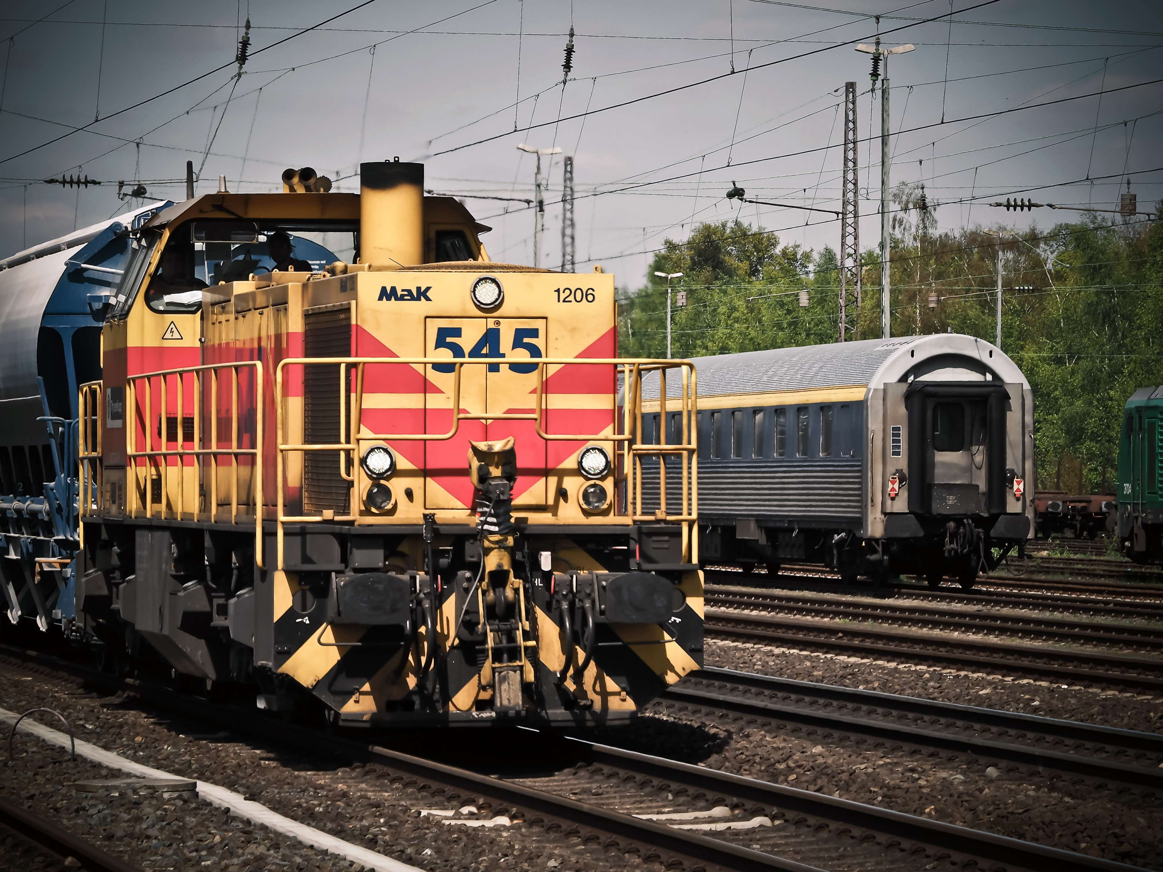 railway, train, traffic, rail traffic, power supply, power line, seemed, royalty, land vehicle, sky, no people, goods, goods wagon, number, freight transport, HD Wallpaper