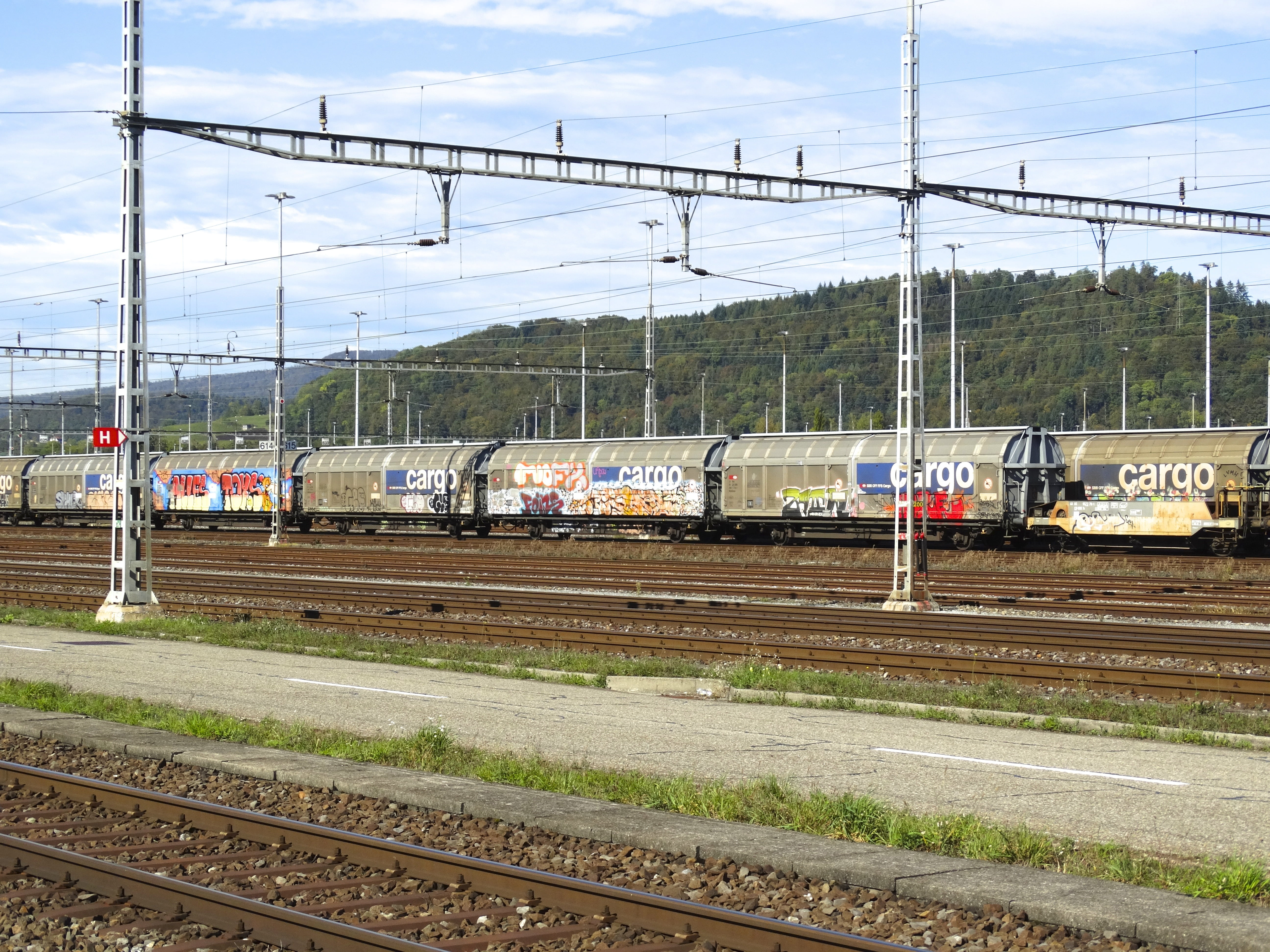 5K, seemed, sky, travel, transport, rail transportation, electricity pylon, transport of goods, station, outdoors, no people, shunting yard, mode of transportation, HD Wallpaper