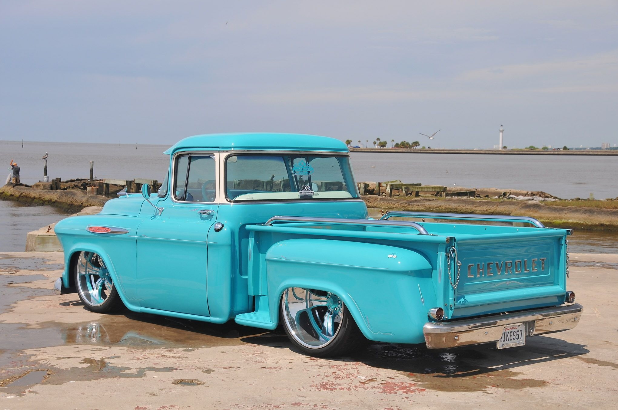 land vehicle, Classic, sky, nature, land, car, stationary, mode of transportation, turquoise colored, 1080P, transportation, Truck, vintage car, motor vehicle, HD Wallpaper