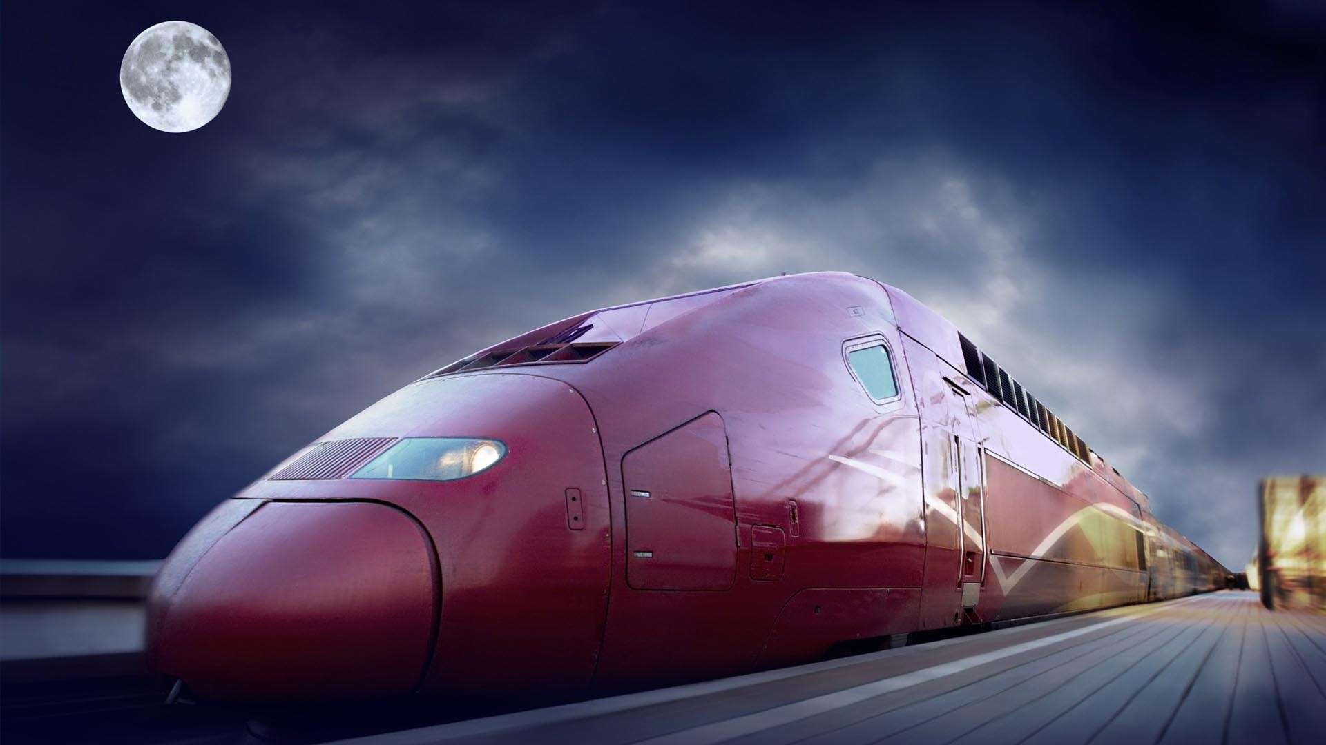 red, bordeaux, clouds, paris, hd, thalys, moon, 1080P, speed, tgv, HD Wallpaper