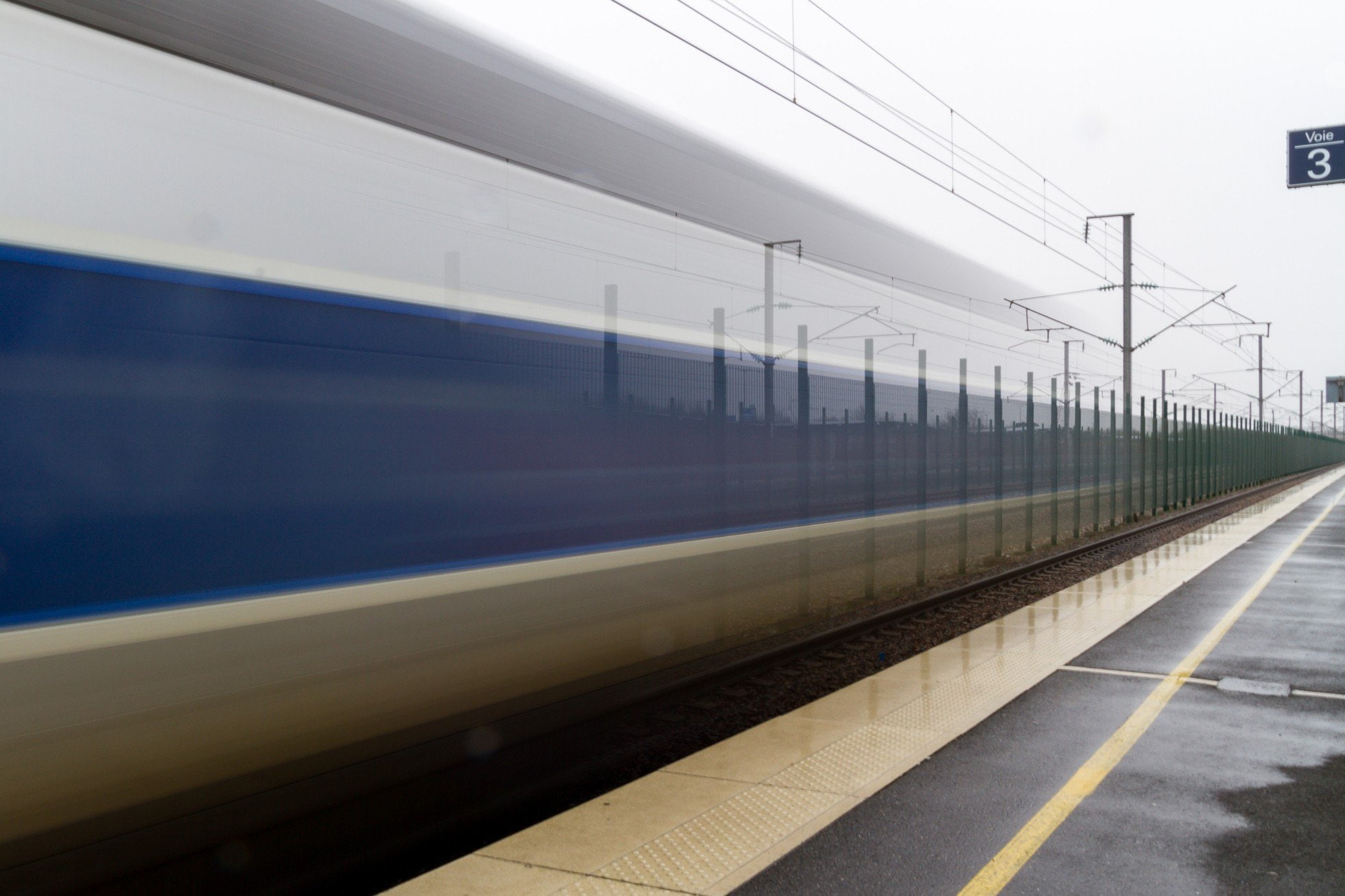 sky, blurred motion, public transportation, motion, railroad track, no people, outdoors, track, train, day, nature, railroad station, journey, 1080P, leaving, HD Wallpaper