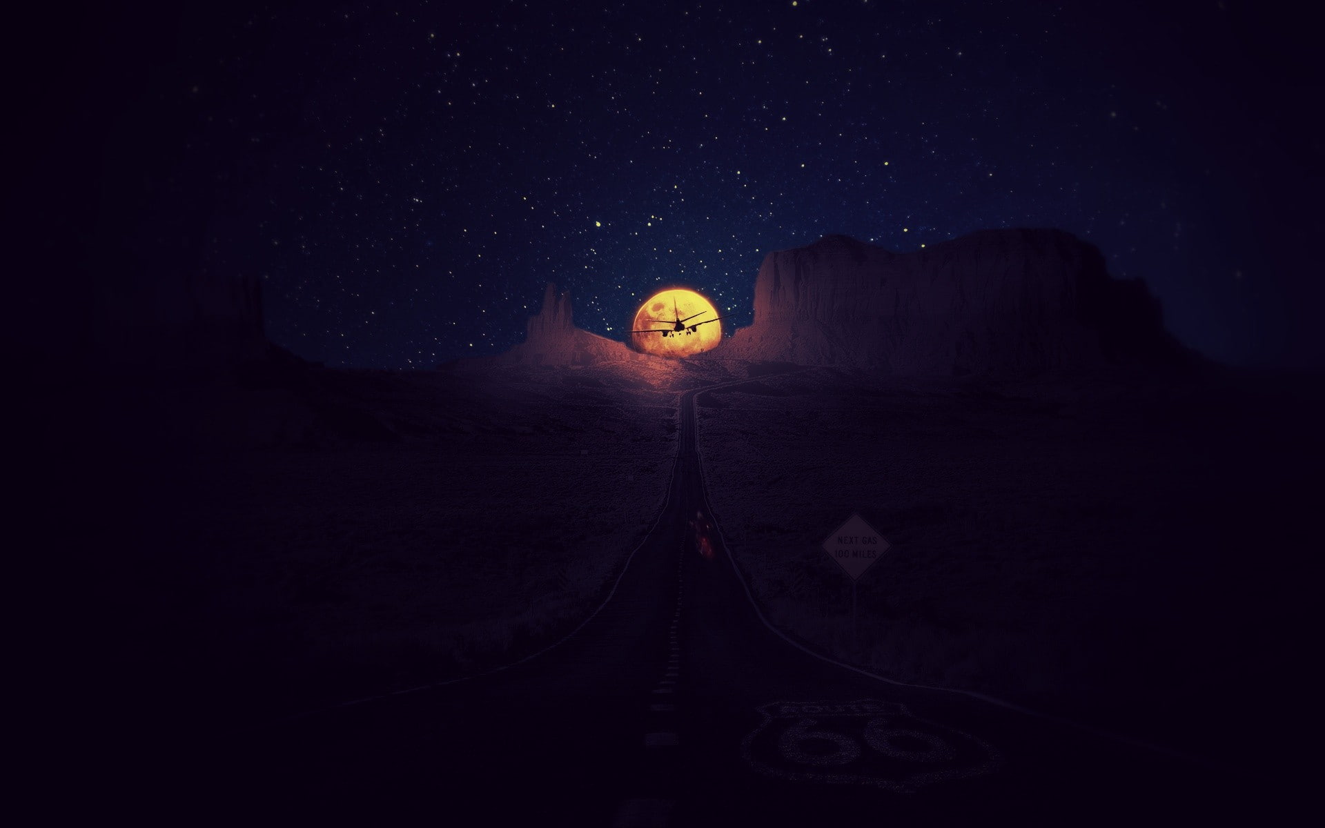 roadtrip, 1080P, sunset, Route 66, HD Wallpaper