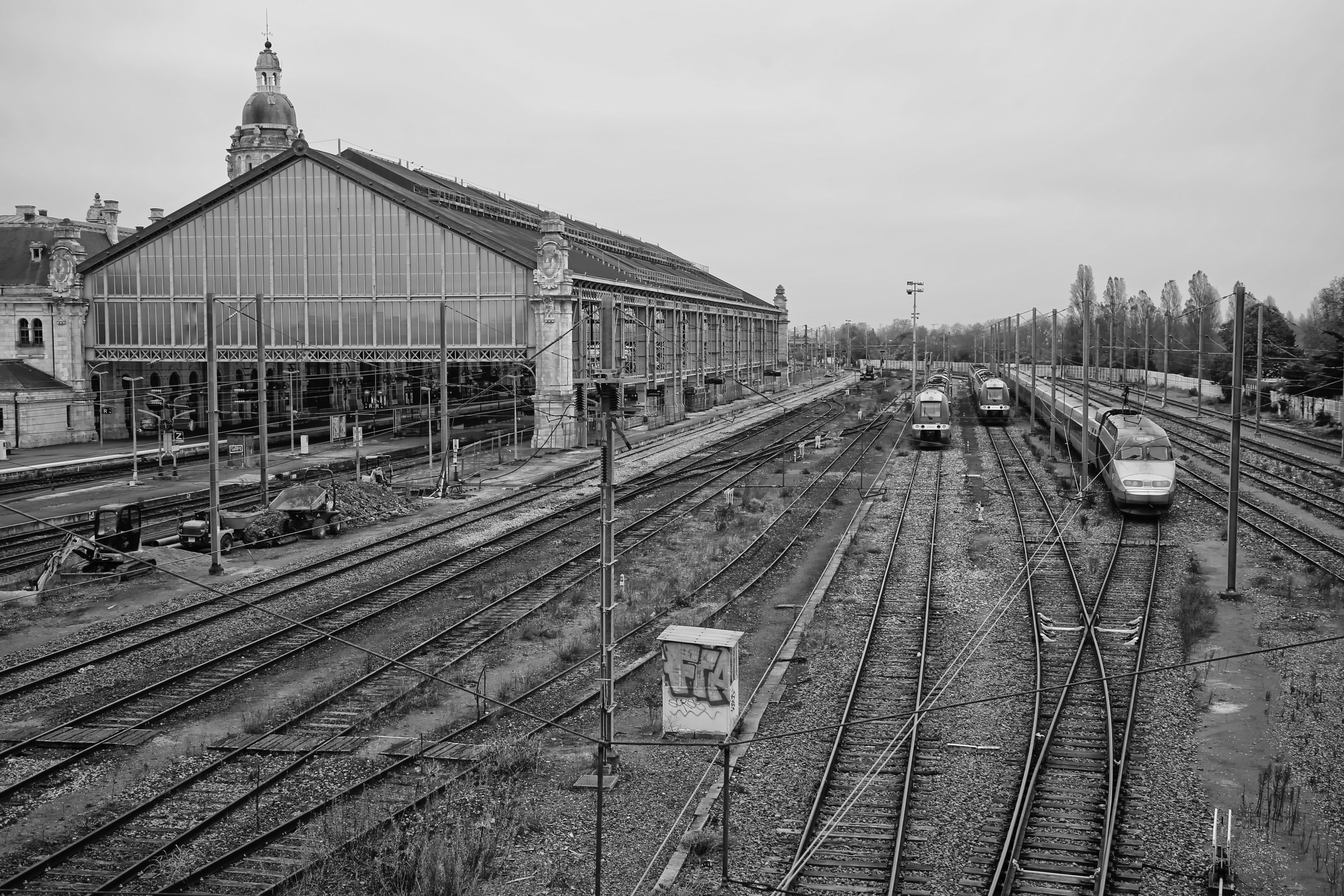 architecture, built structure, building exterior, Railway, railroad track, Sncf, connection, nature, shunting yard, station, day, sky, transportation, rail transportation, HD Wallpaper