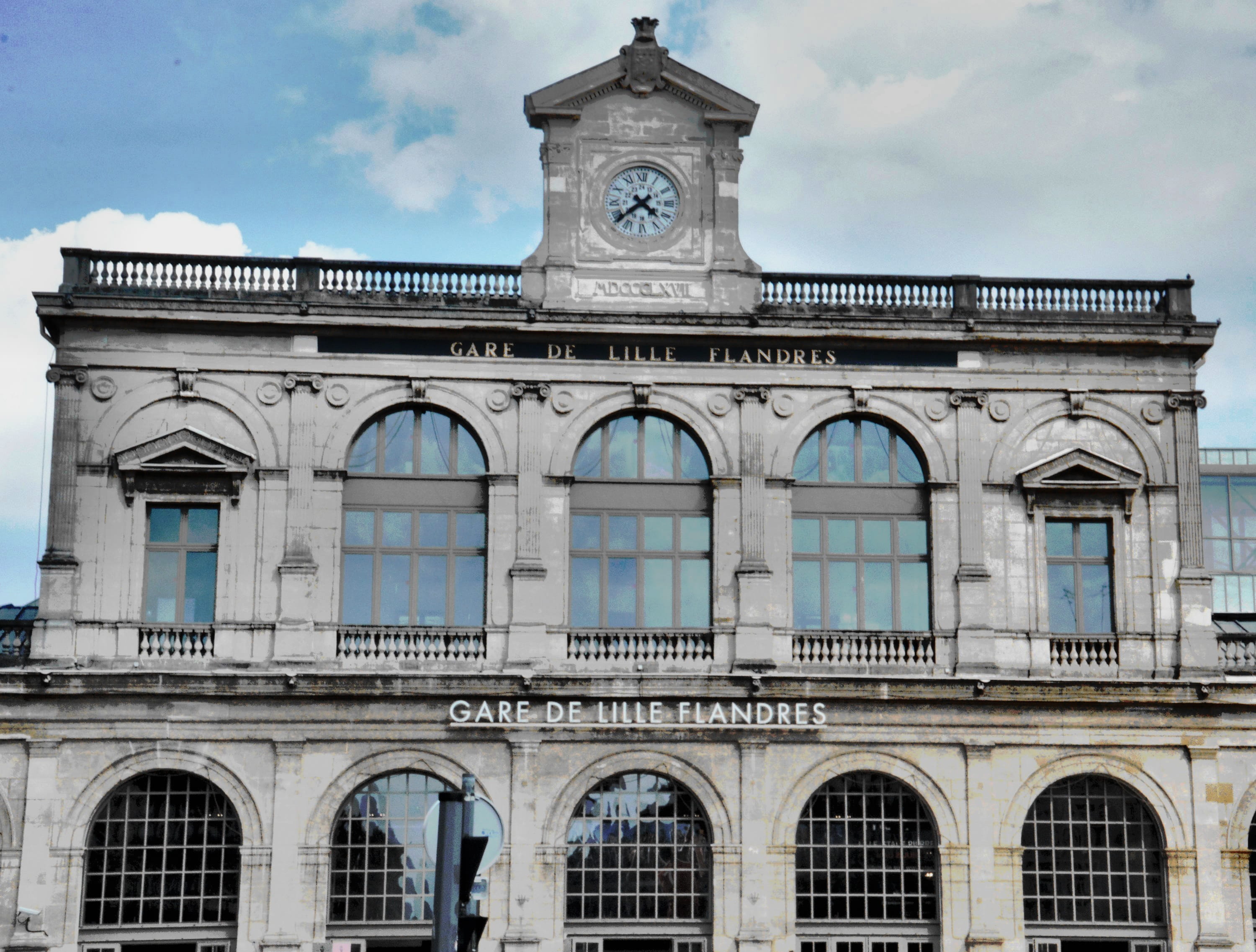the past, cloud - sky, train station of lille-flandres, city, sncf, france, architecture, day, travel destinations, history, hauts de france, lille, clock, HD Wallpaper