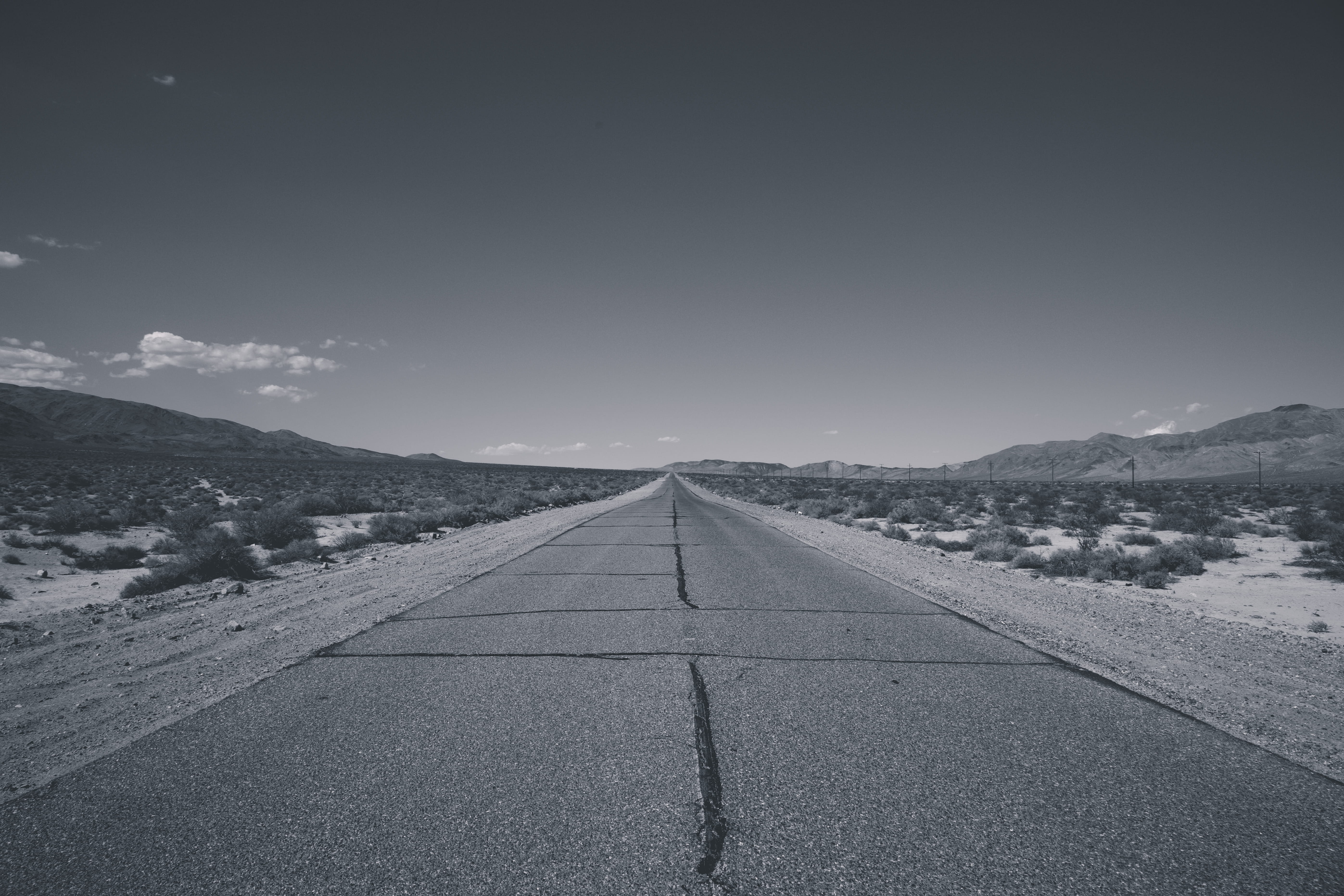 no people, desert, beauty in nature, sky, the way forward, vanishing point, remote, sign, empty road, scenics - nature, long, empty, death valley, 5K, HD Wallpaper