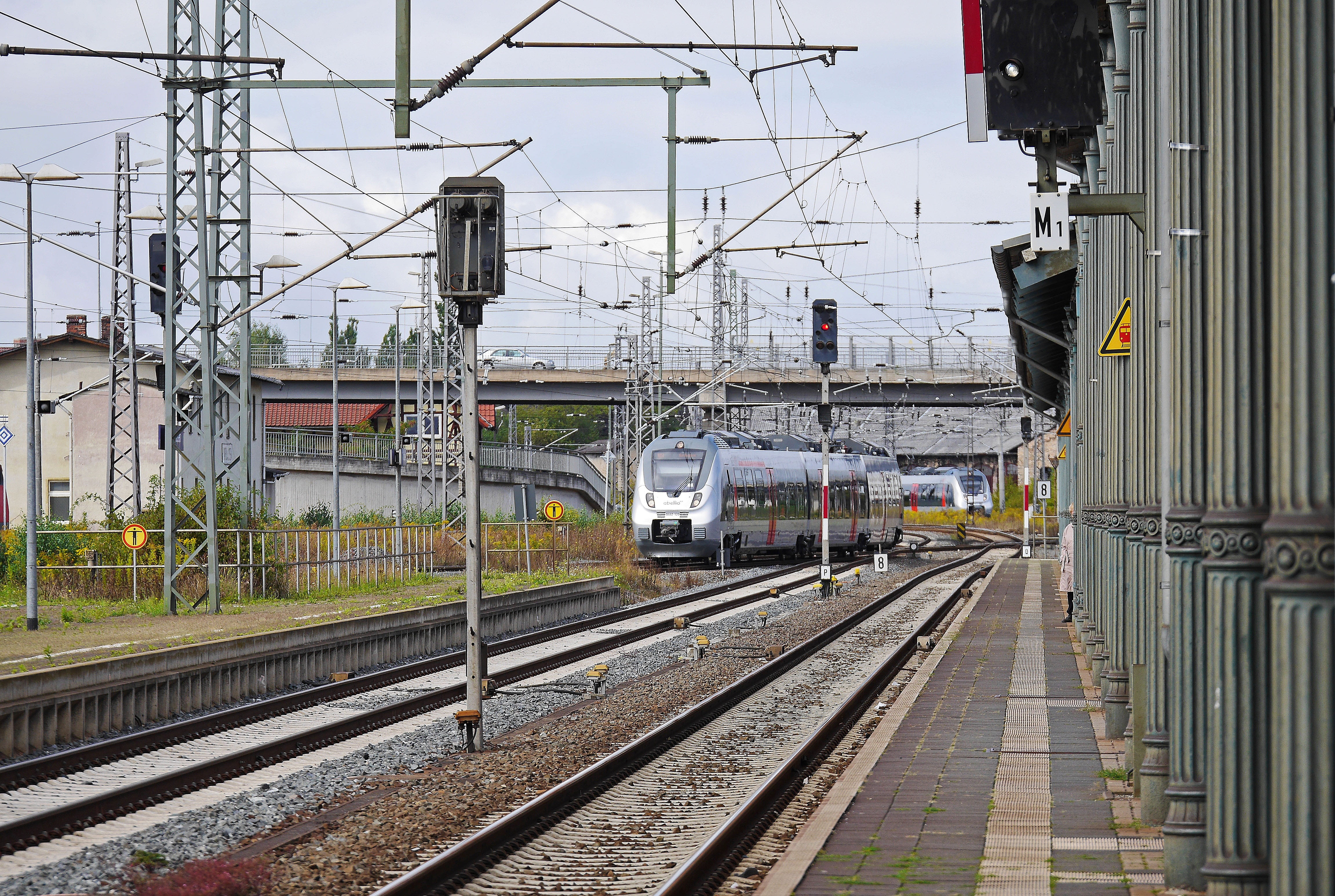 station, transportation, built structure, no people, electric locomotive, travel, tracks, outdoors, new vehicles, electricity, silver, br 442, power supply, HD Wallpaper