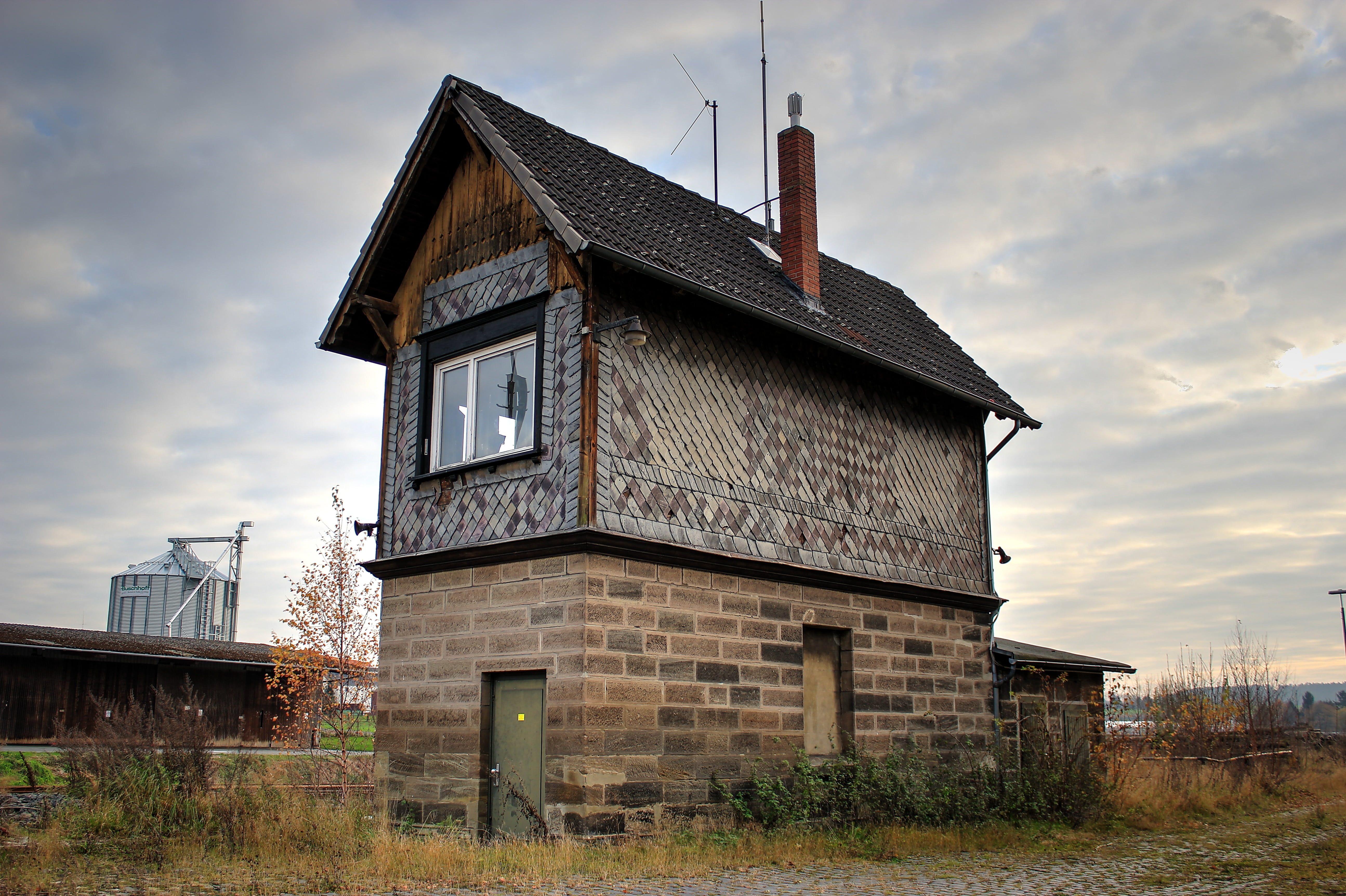 signal box, abandoned, sky, house, architecture, building, old signal box, plant, railway, low angle view, window, rural Scene, outdoors, nature, day, old worn out, HD Wallpaper