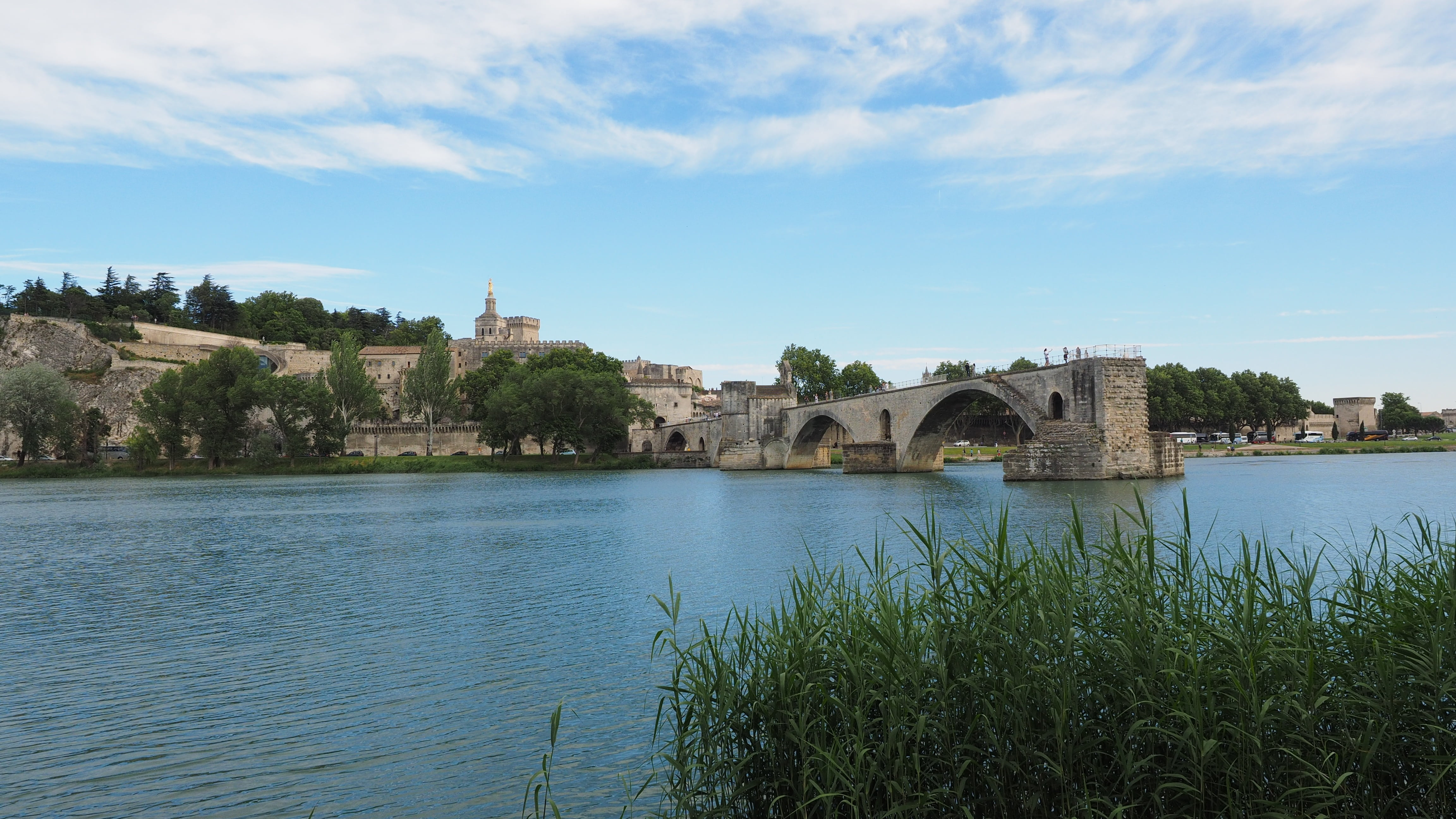 bridge, pont davignon, architecture, cloud - sky, water, travel destinations, 4K, destroyed, bridge of avignon, sky, invaded, pont saint bénézet, arch, HD Wallpaper