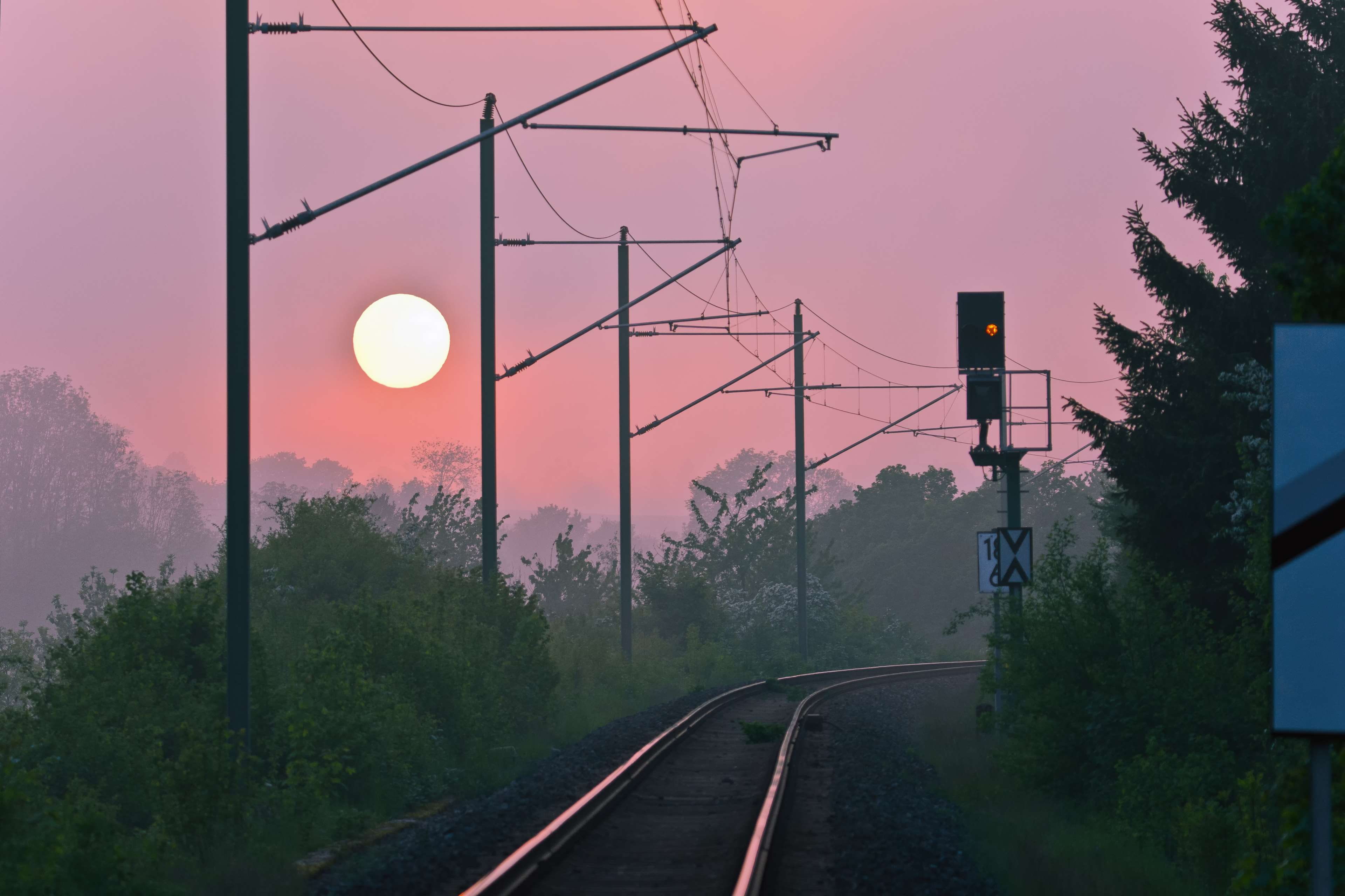 tree, connection, rail transportation, outdoors, seemed, transportation, railway, railroad track, direction, track, plant, sky, trains, no people, catenary, HD Wallpaper