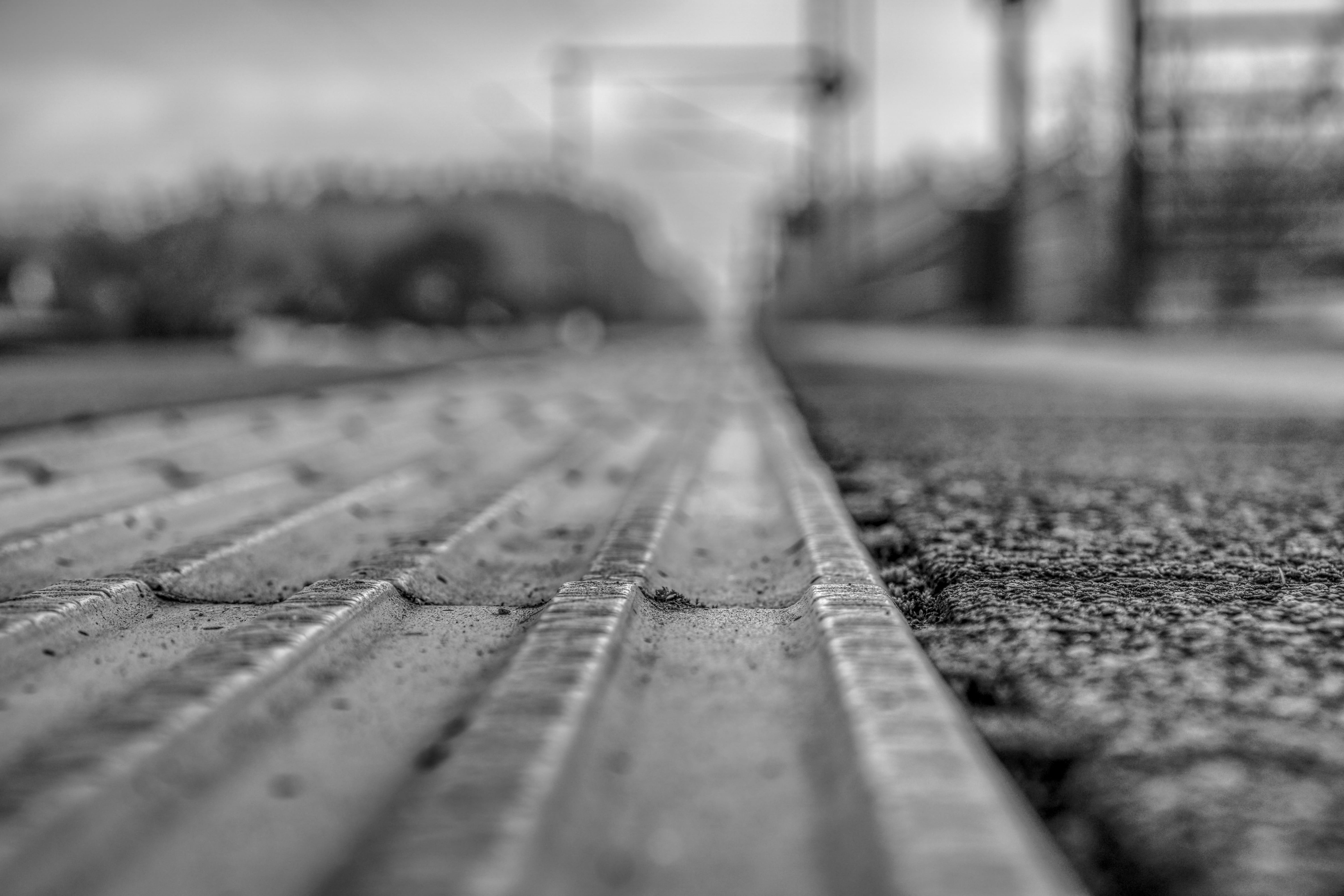 direction, close-up, metal, transportation, the way forward, selective focus, transport system, train, platform, catenary, 5K, old, track, white, pattern, HD Wallpaper