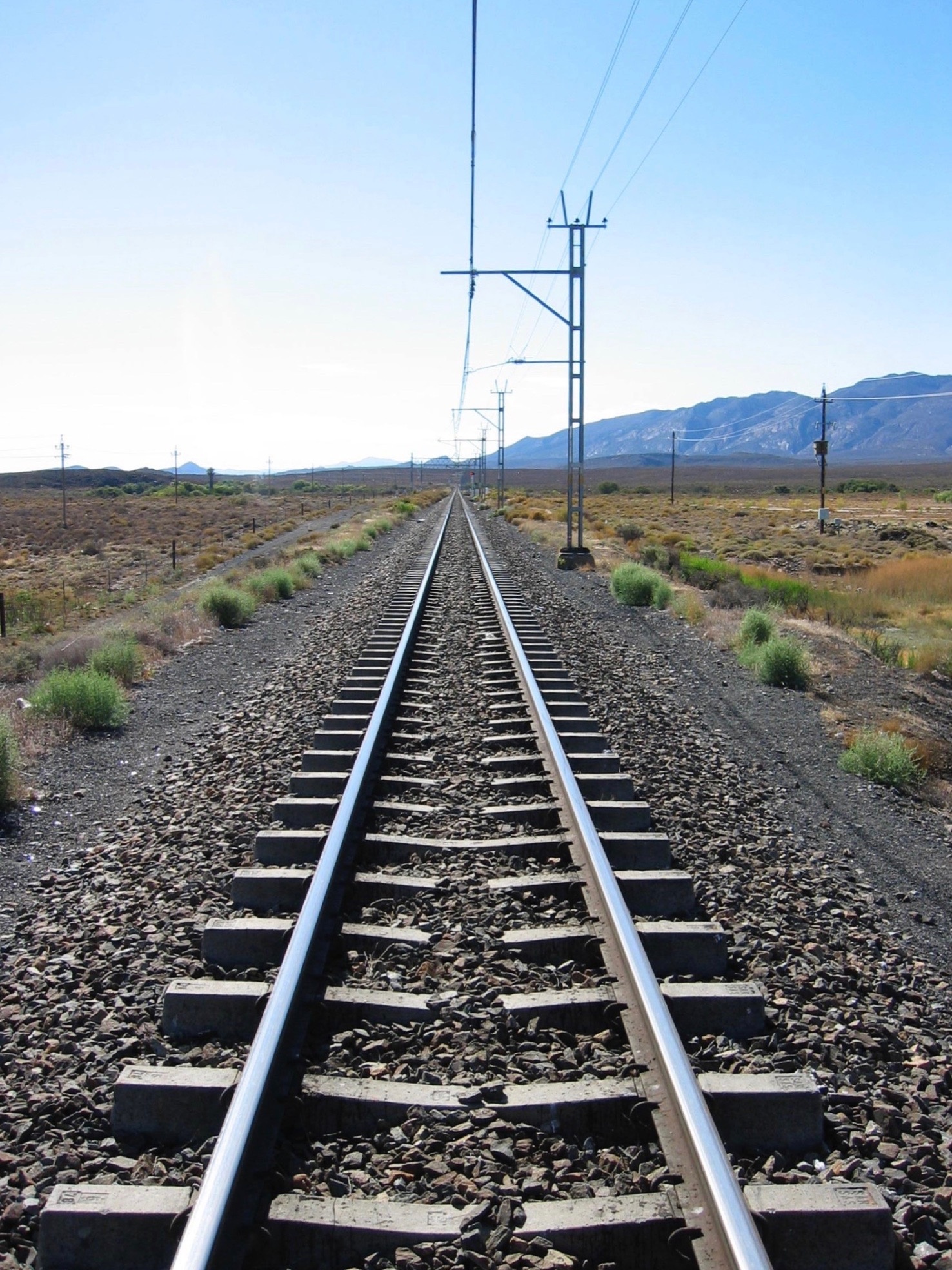 direction, day, nature, the way forward, straight, gravel, cable, ahead, vanishing point, power supply, railroad tracks, railroad track, journey, transportation, Phone HD Wallpaper