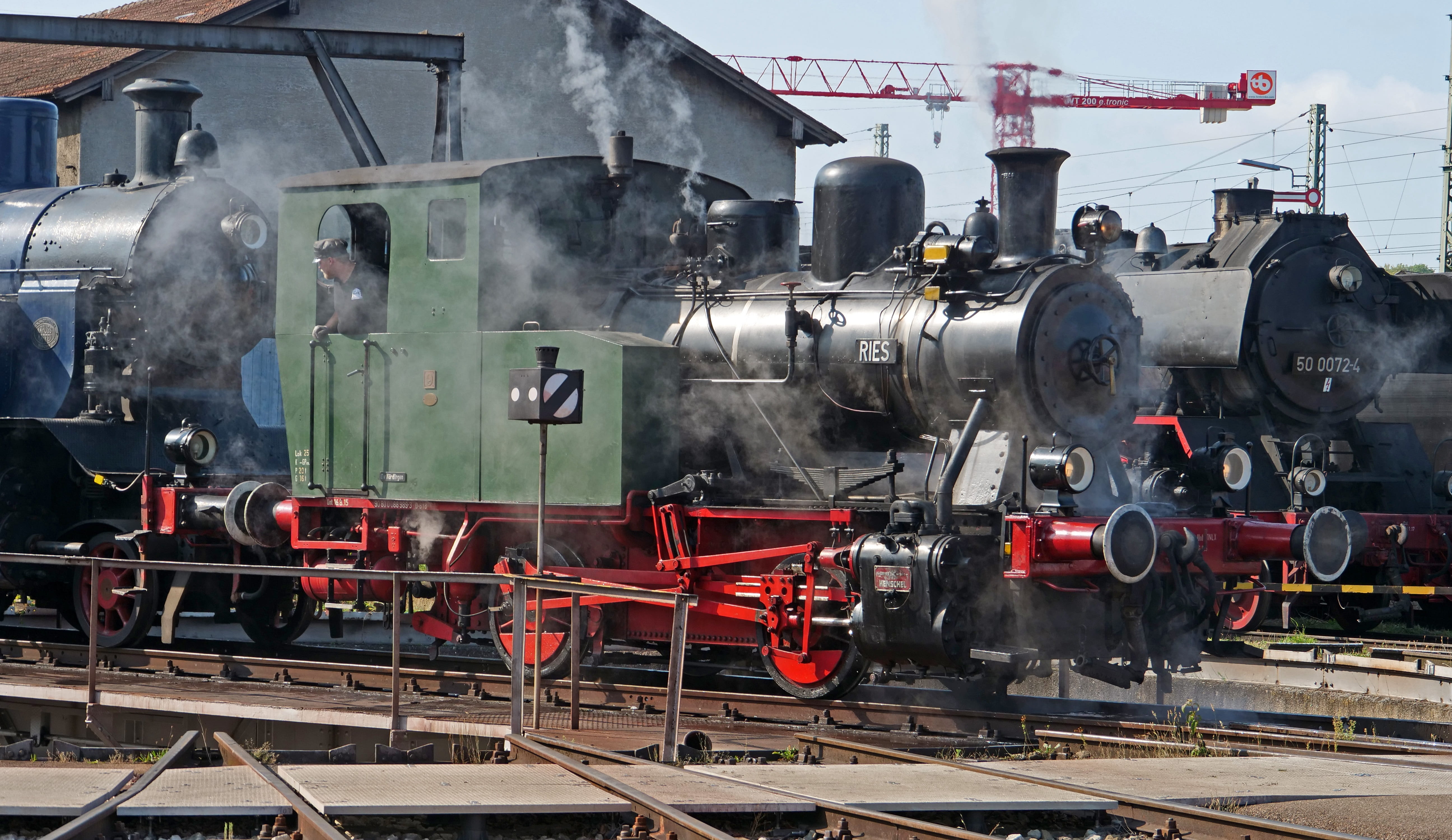 two couplers, railroad track, track, architecture, nostalgia, transportation, machinery, ries, 1941, steam train, hub, the bavarian railway museum, bavaria, HD Wallpaper