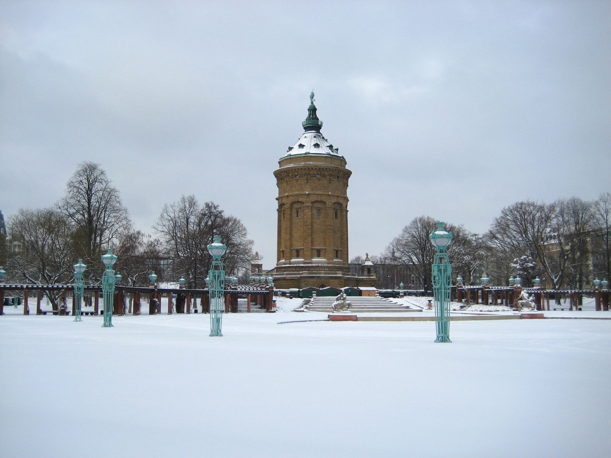building, historically, government, ice, travel destinations, water tower, frozen, germany, white color, sky, winter, snow, places of interest, snowing, HD Wallpaper