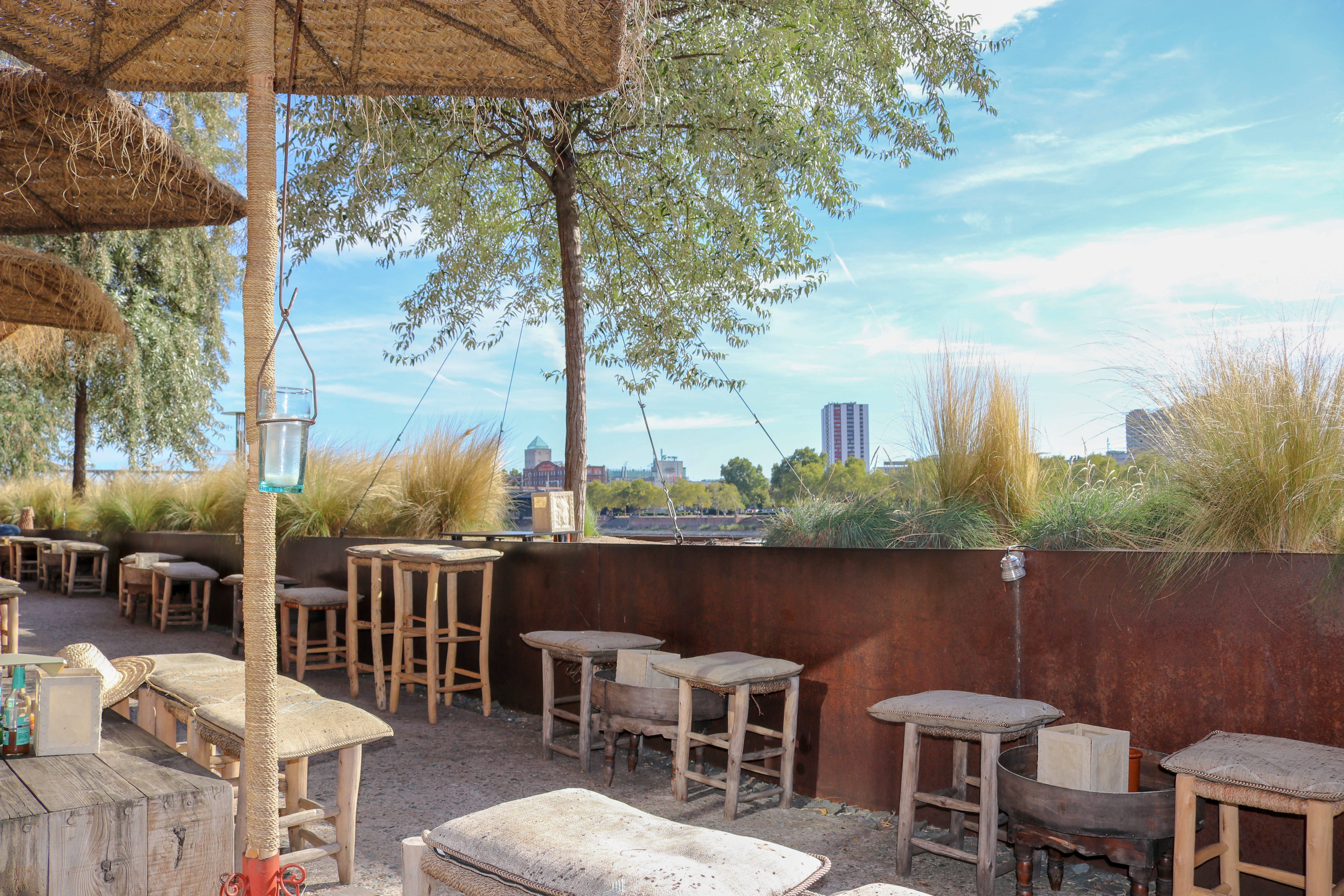 out, outdoors, plant, relax, tree, mannheim, enjoy, empty, wood - material, no people, rhine, river, furniture, panorama, rhine river, sky, nature, lounge bar, HD Wallpaper
