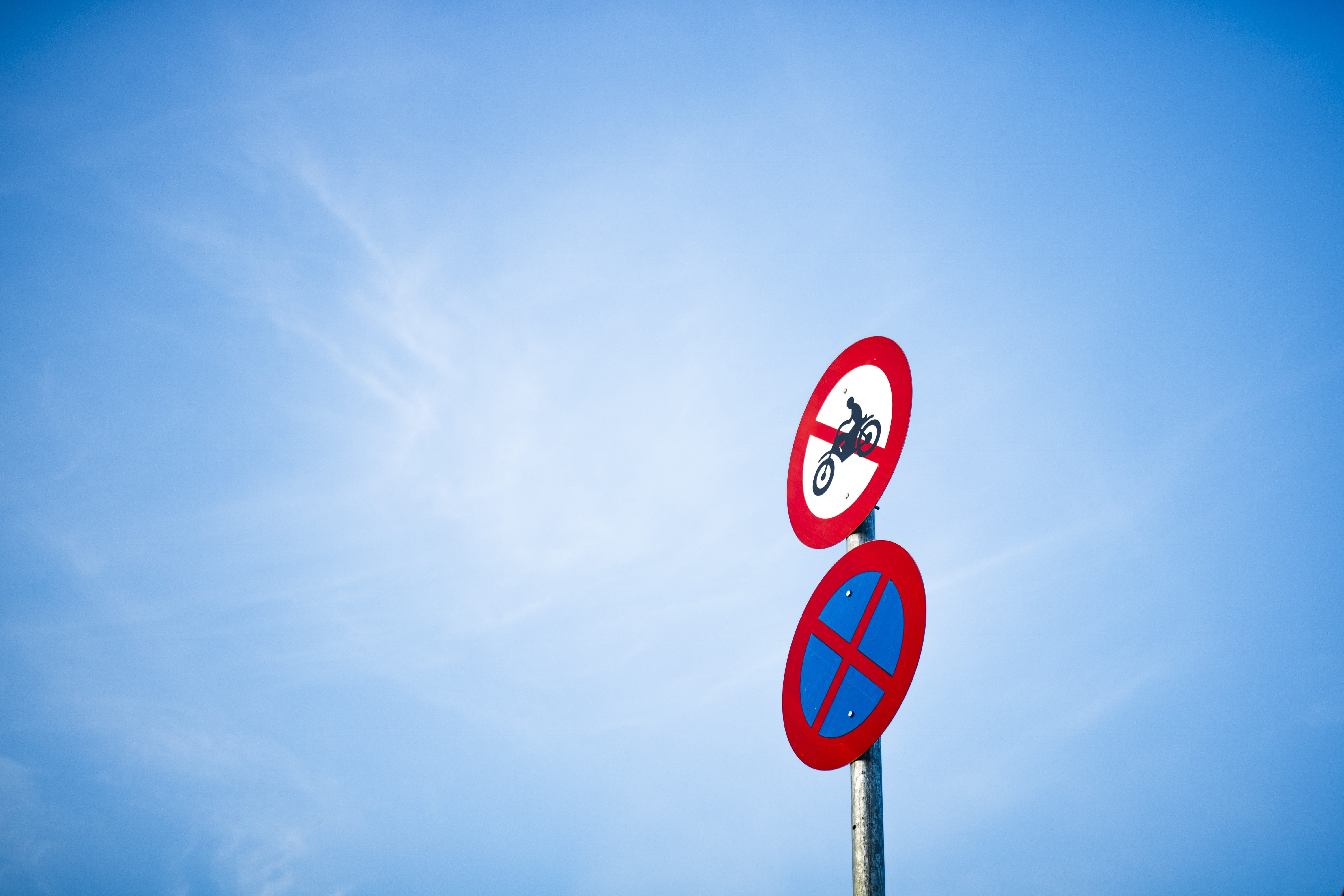 rules, pole, communication, bar, sign, road, cloud - sky, forbidden, day, low angle view, separated, warning sign, outdoors, isolated, road sign, city, HD Wallpaper