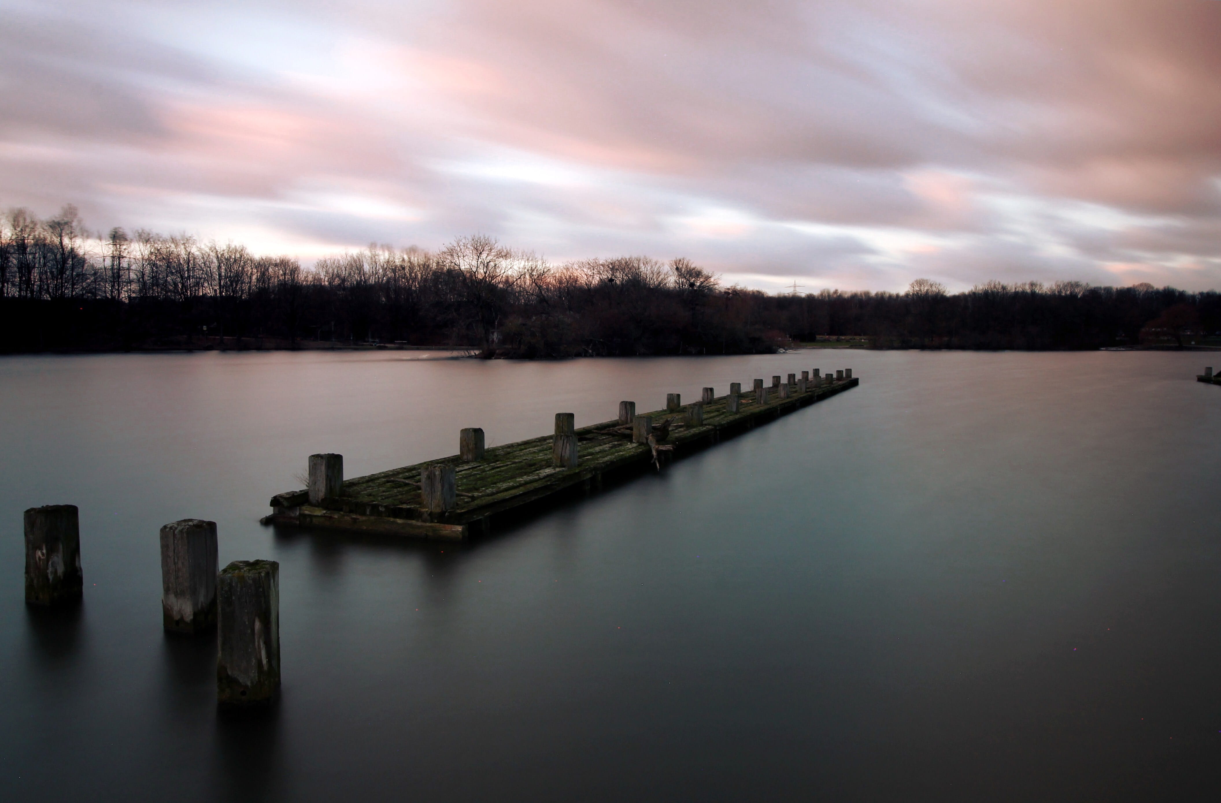scenics - nature, 4K, germany, enjoy, long exposure, sunset, relaxation, nature, tree, pier, lake, abendstimmung, plant, smooth water, sky, no people, HD Wallpaper
