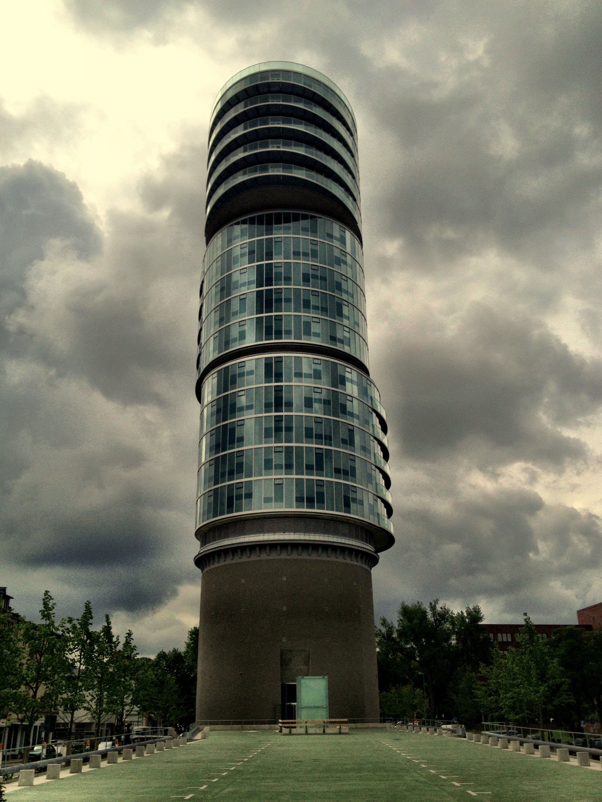 architecture, weather, no people, outdoors, skyscraper, ominous, building exterior, towers, storm, overcast, cloud - sky, low angle view, nature, office building exterior, Phone HD Wallpaper