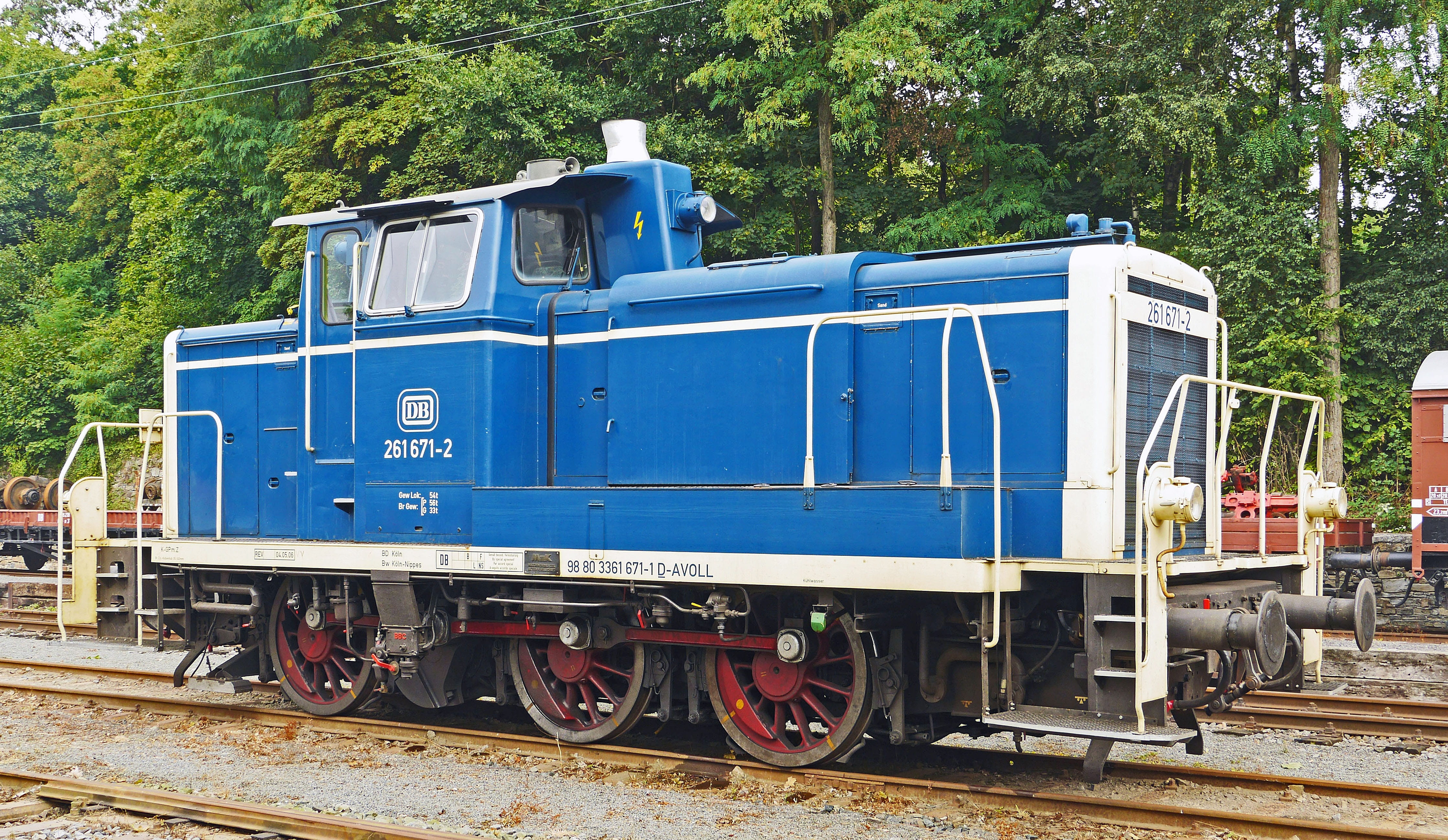 railroad car, transportation, piesberg, epoch 4, train - vehicle, v60, railroad track, exhibition, tree, blue, deutsche bundesbahn, branch line, track, HD Wallpaper