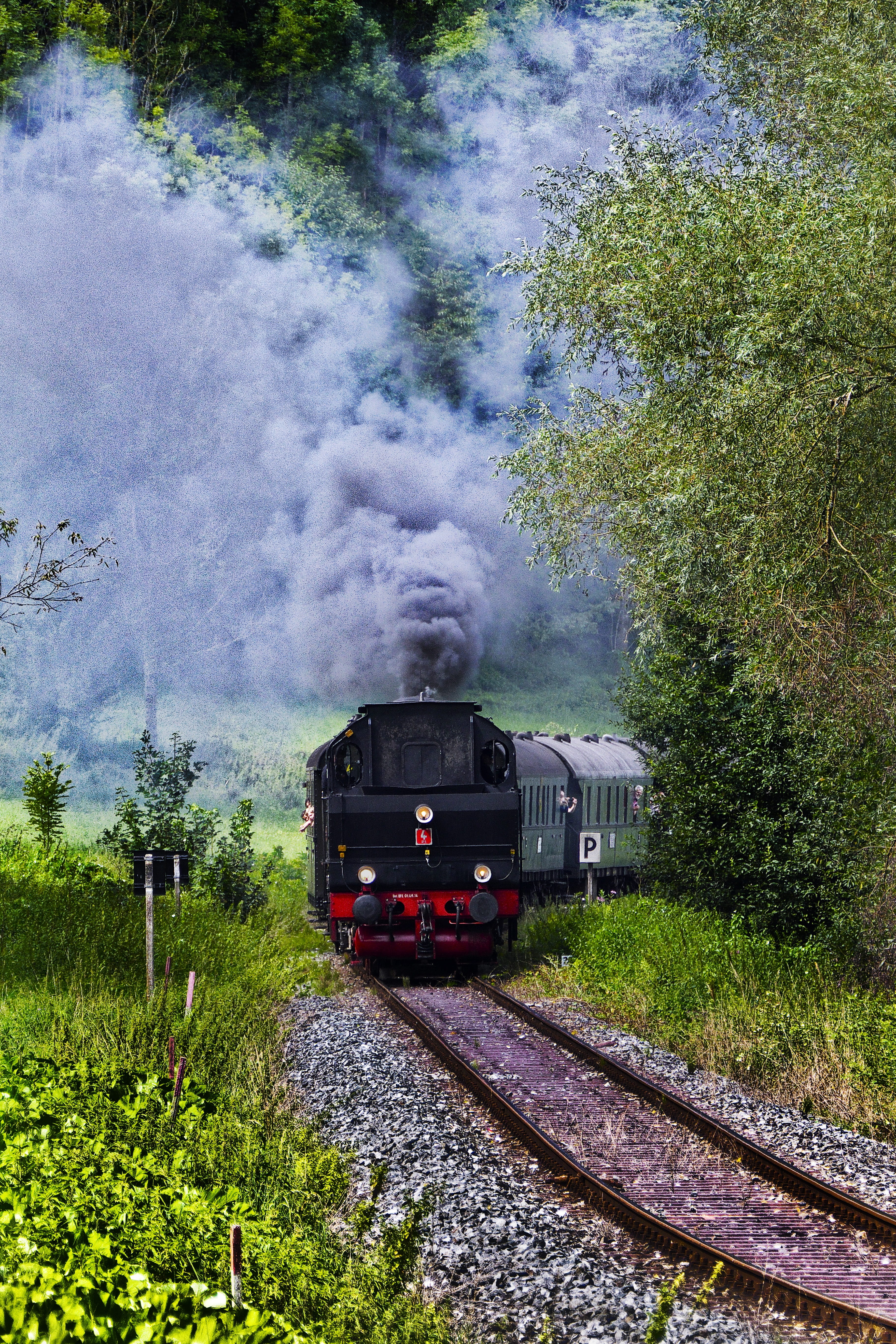 steam train, rail transportation, reichsbahn, smoke - physical structure, water vapor, tourism, on the move, nature, steam, pollution, passenger train tank engine, Phone HD Wallpaper