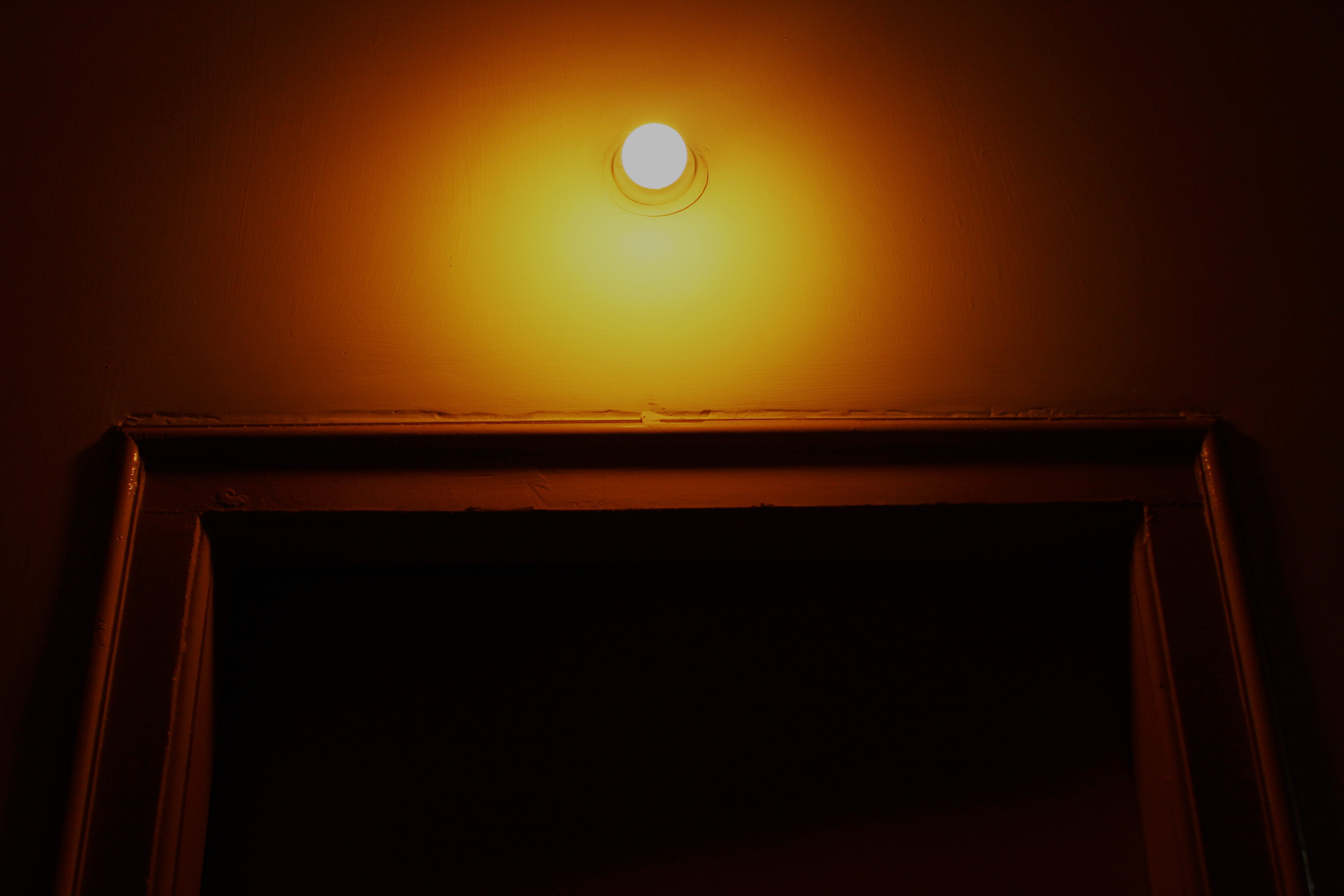 sunset, 5K, beauty in nature, nature, bulb, scenics - nature, silhouette, no people, dark, sky, night, tranquility, ambience, orange color, light, copy space, HD Wallpaper