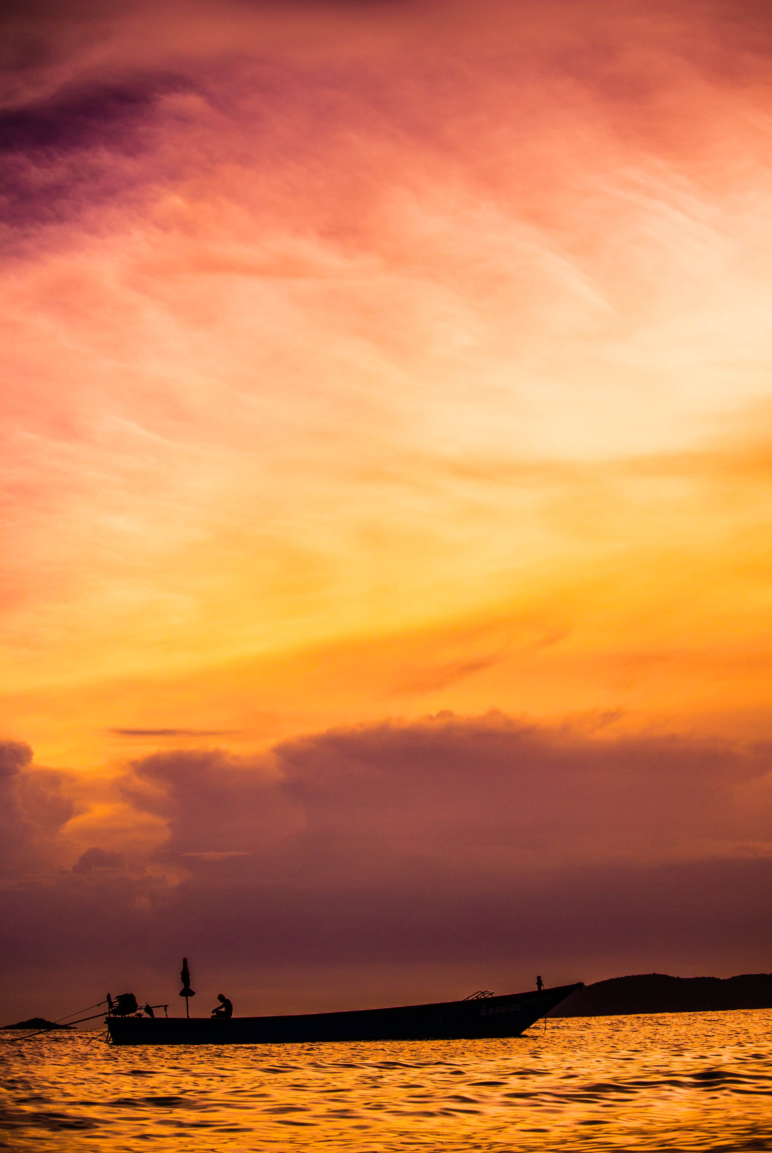 4K, nature, yellow, no people, sunset, orange color, sail, horizon over water, environment, beauty in nature, dusk, coast, orange, ambience, dawn, horizon, Phone HD Wallpaper