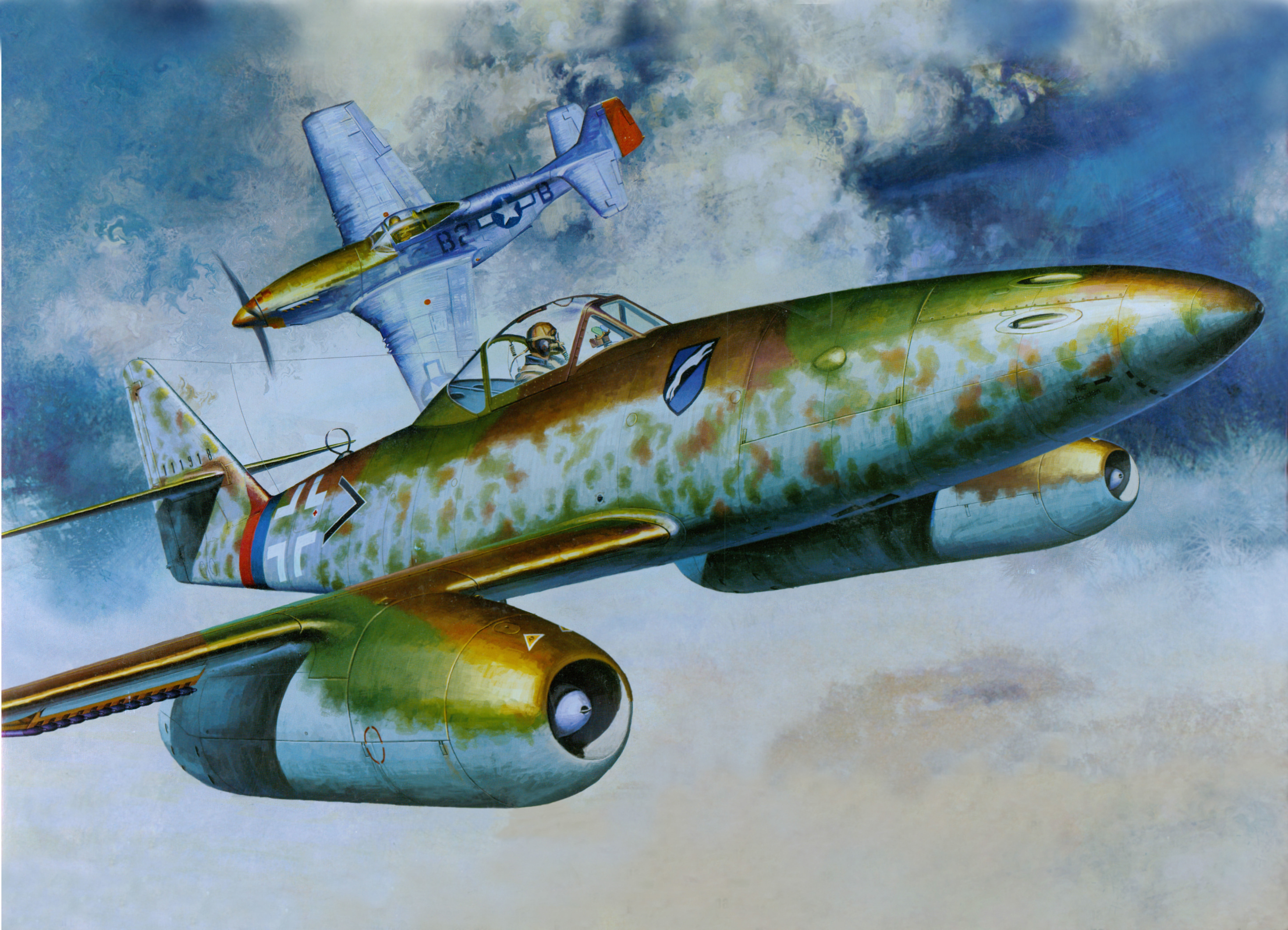 Me 262A-1a, marine, American, transportation, day, animal themes, andquot;Mustangandquot;, food and drink, freshness, sea life, WW2, fighters, art, HD Wallpaper