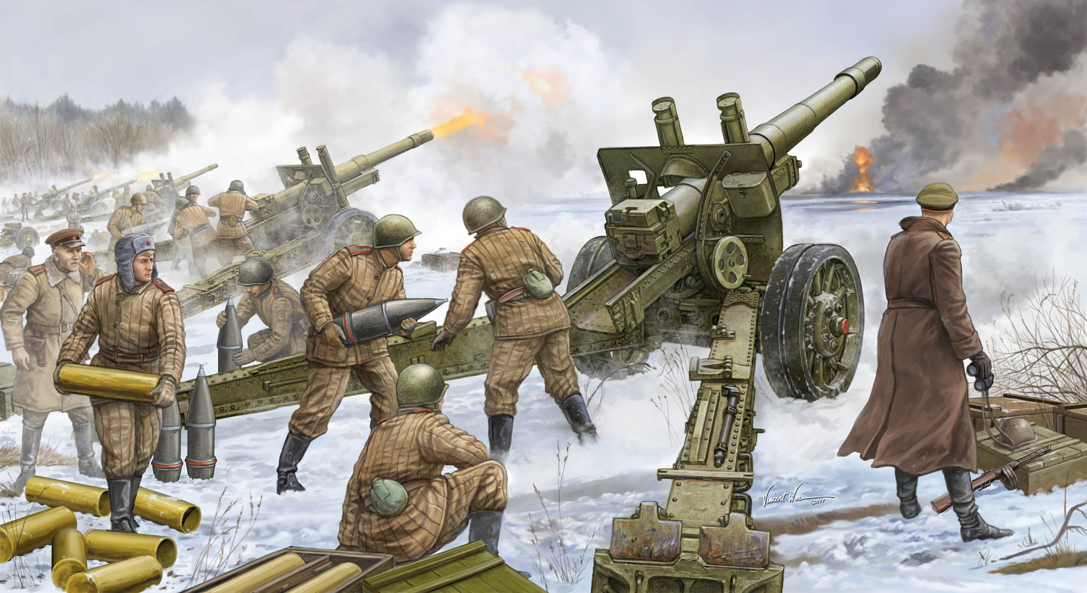 human representation, figure, aggression, gun, day, The great Patriotic war, Howitzer, sculpture, 1080P, military, operating, male likeness, The Red Army, HD Wallpaper