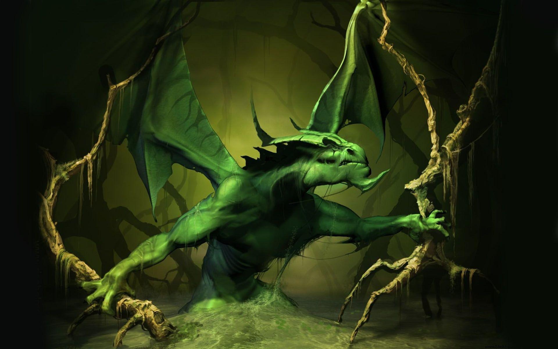 1080P, flames, fire, beauty, fantasy, mean, scary, green, mythical, dragon, moster, artistic, abstract, HD Wallpaper