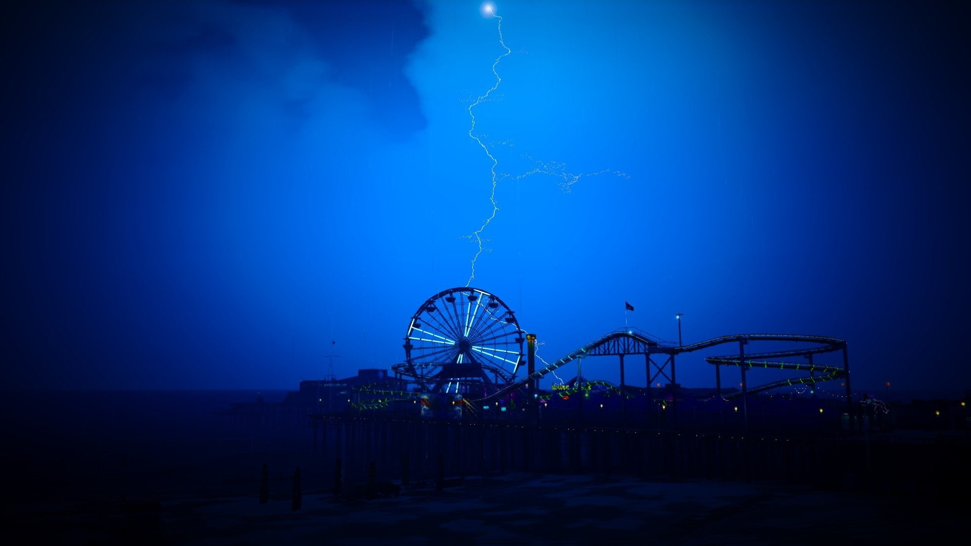 Blue, 1080P, Grand Theft Auto, Grand Theft Auto V, Lightning, Roller Coaster, HD Wallpaper