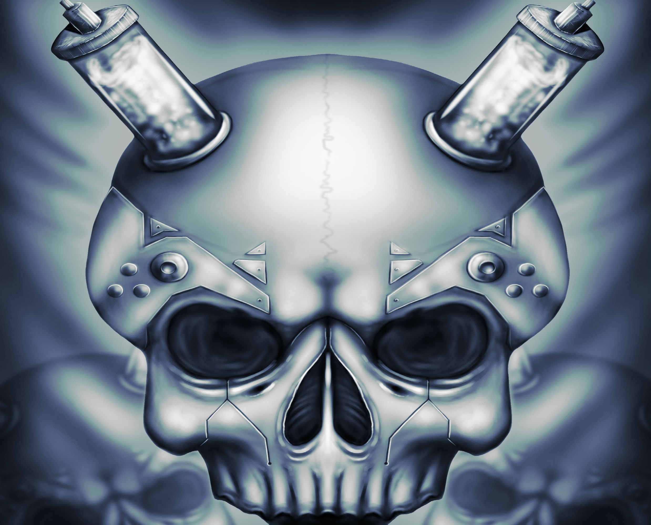 cyborg, studio shot, creativity, abstract, reflection, art, human skeleton, blue, metal, shape, Dar, indoors, eyeglasses, art and craft, technology, representation, HD Wallpaper