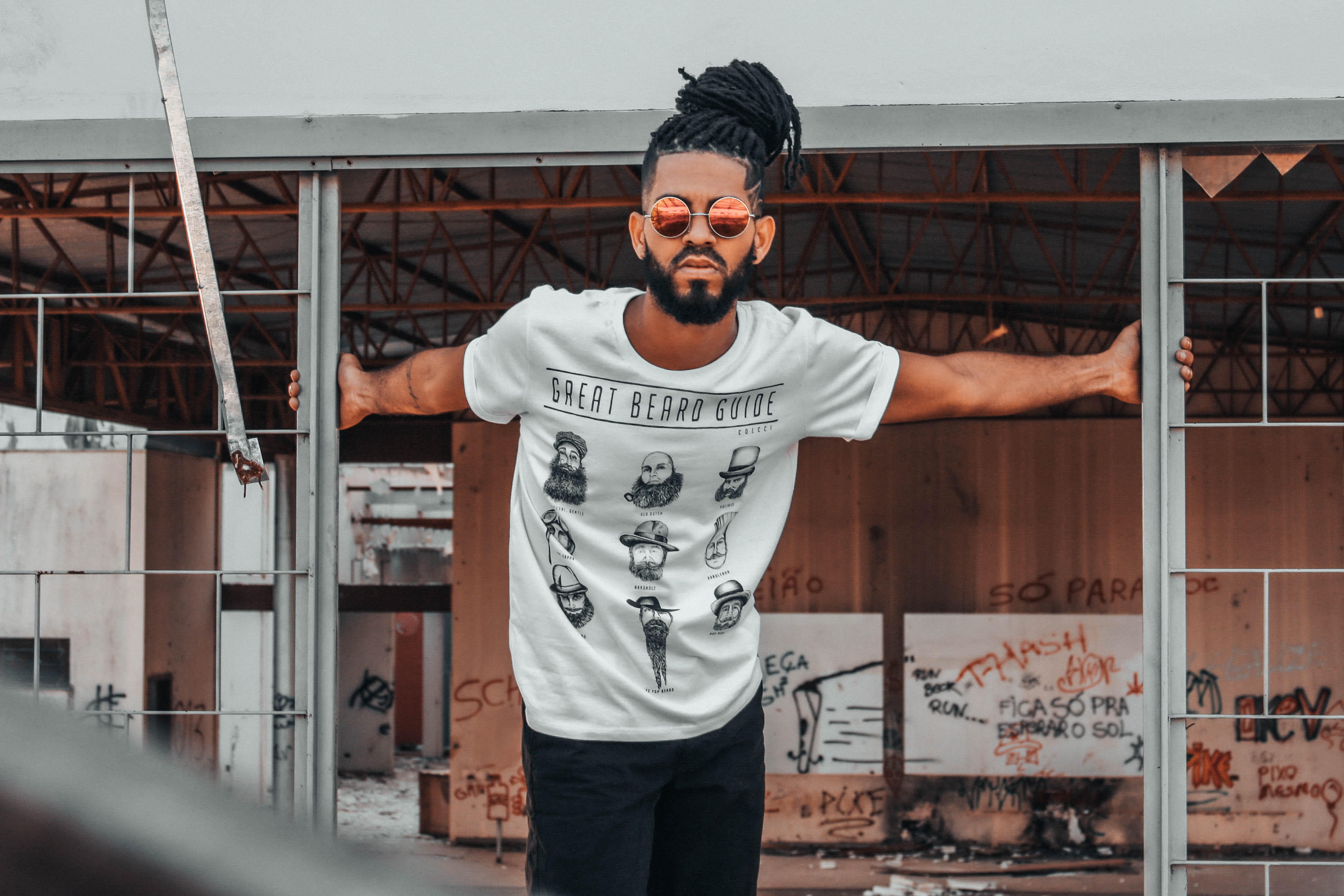 young men, facial hair, lifestyles, open arms, brand, men, young adult, gray, street, three quarter length, urban, pose, frame, standing, one person, model, HD Wallpaper