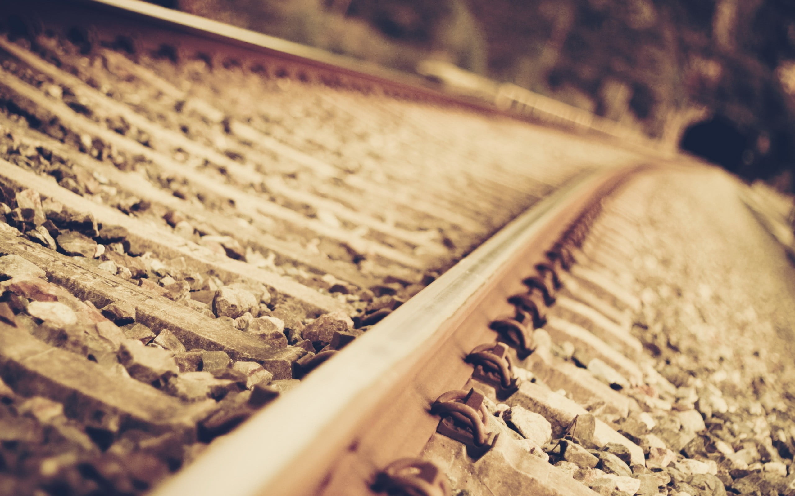 pattern, railway, textured, still life, no people, brown, wood - material, transportation, rail transportation, train, track, 2K, day, focus on foreground, HD Wallpaper