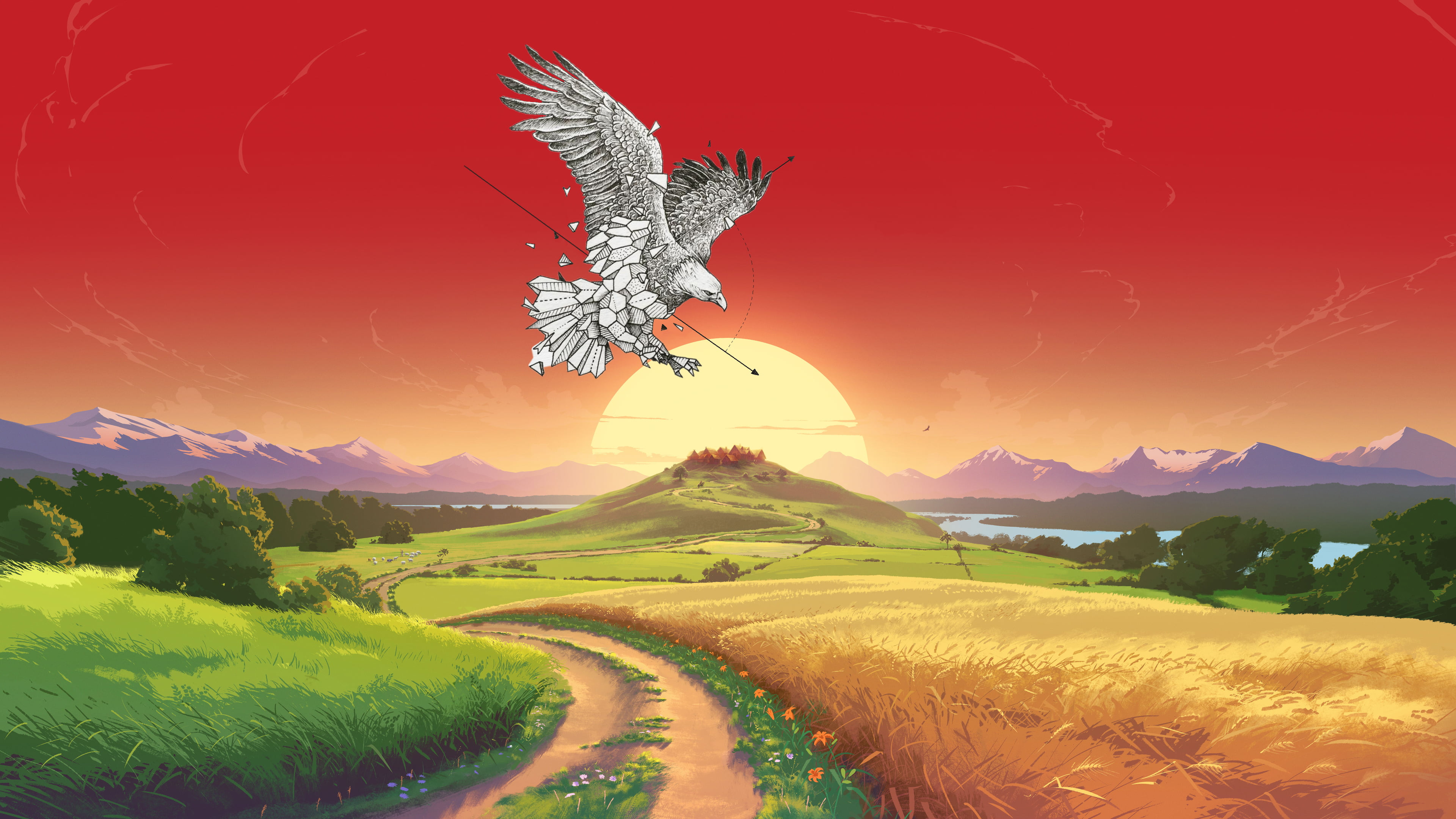 eagle, simple edit, 4K, fantasy art, HD Wallpaper
