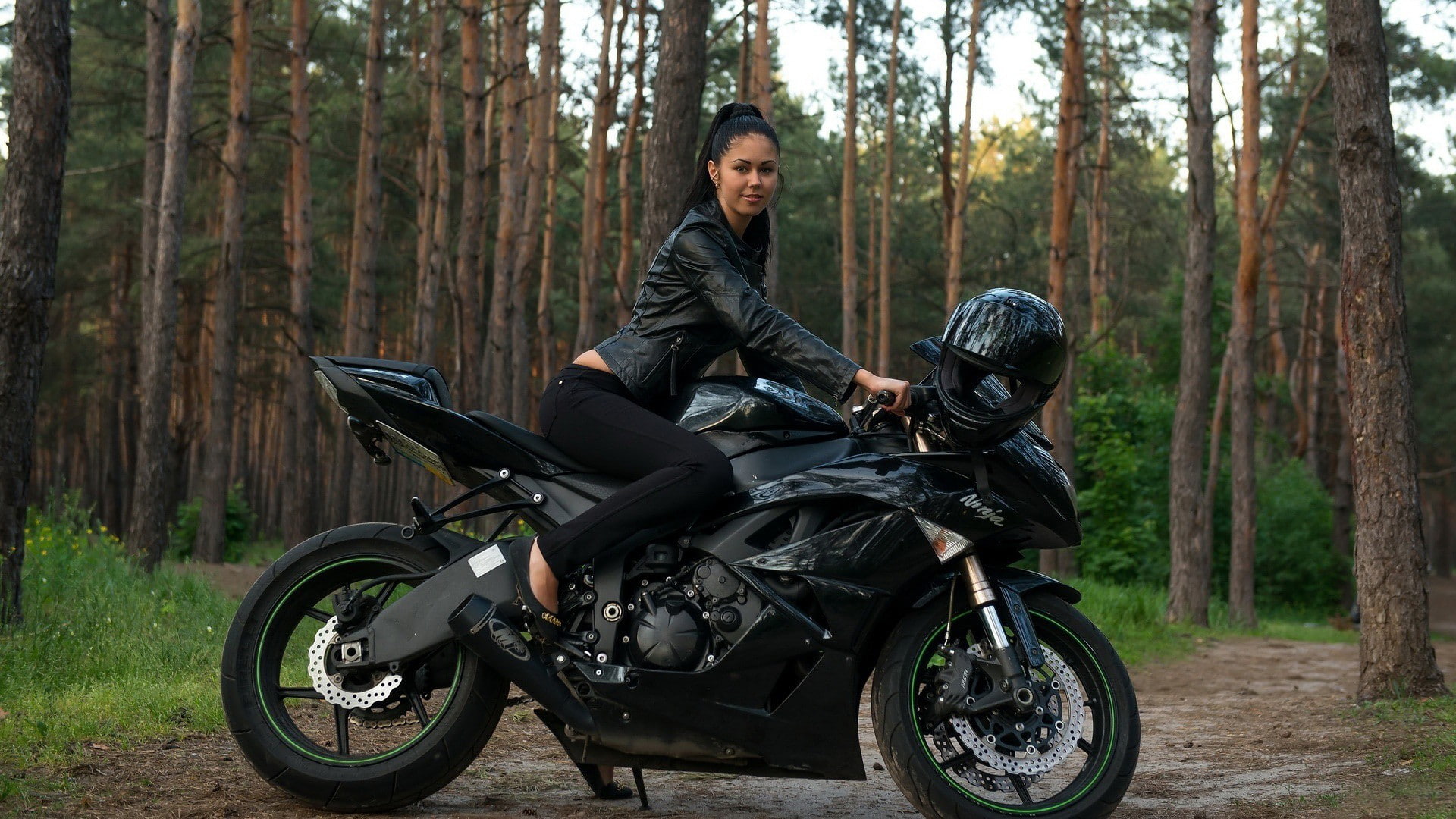 zx6r, motorcycle, women, Kawasaki ninja, 1080P, HD Wallpaper