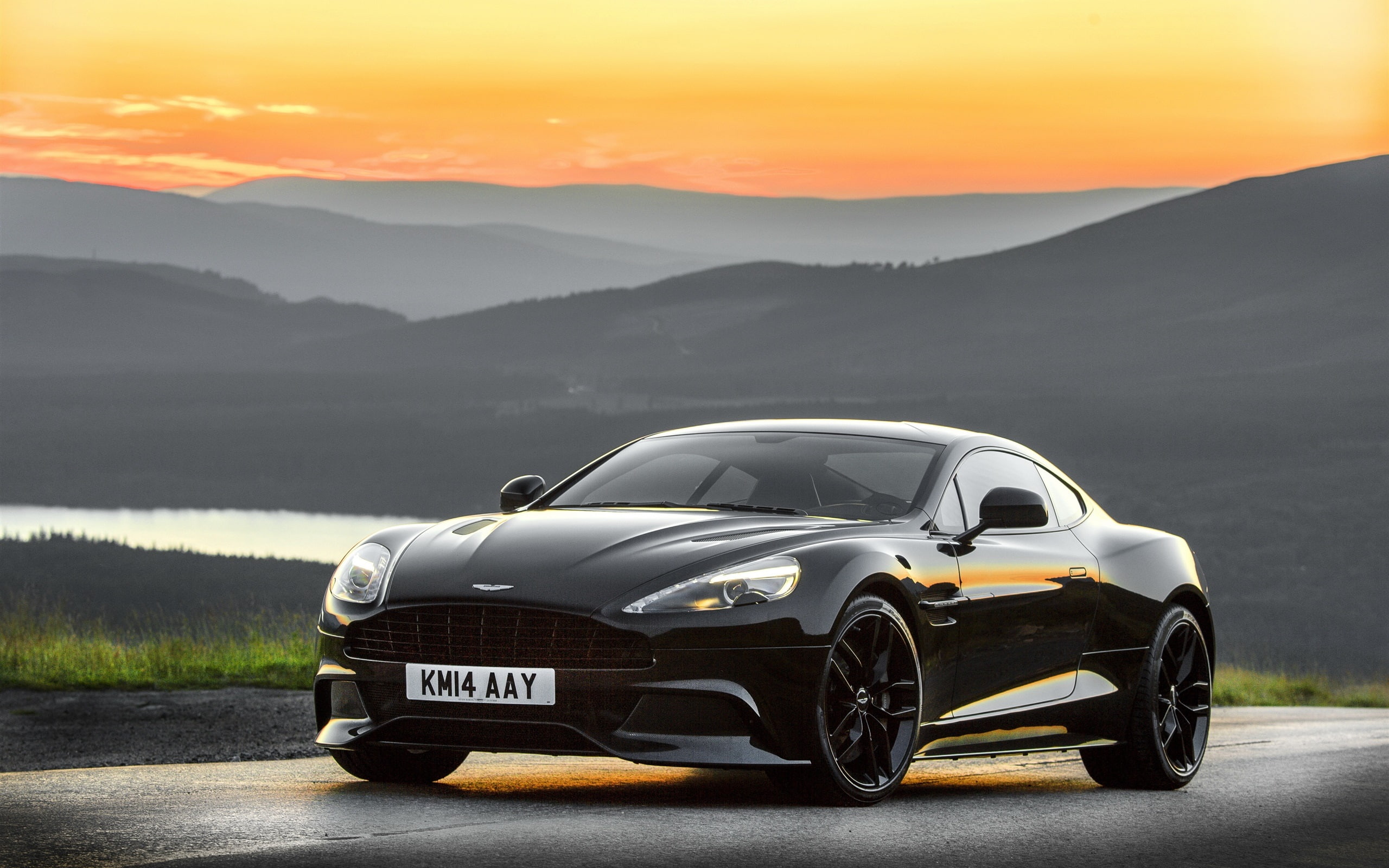Car, Black, Martin, 2014, Aston, 2K, Sunset, HD Wallpaper