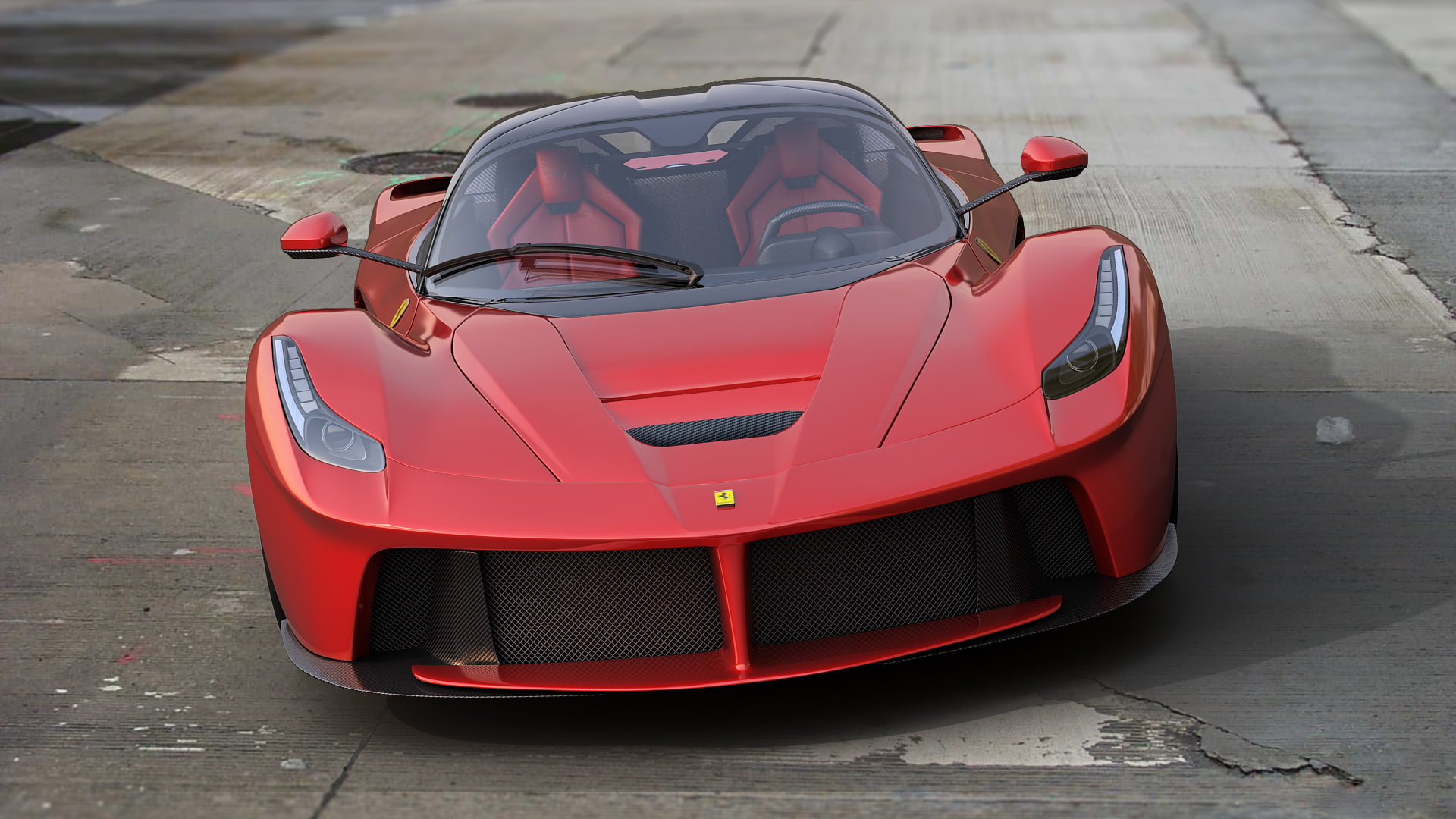 motor vehicle, road, reflection, dangeruss, travel, street, sports car, focus on foreground, Ferrari, LaFerrari, 1080P, land vehicle, vintage car, hybrid supercar, HD Wallpaper