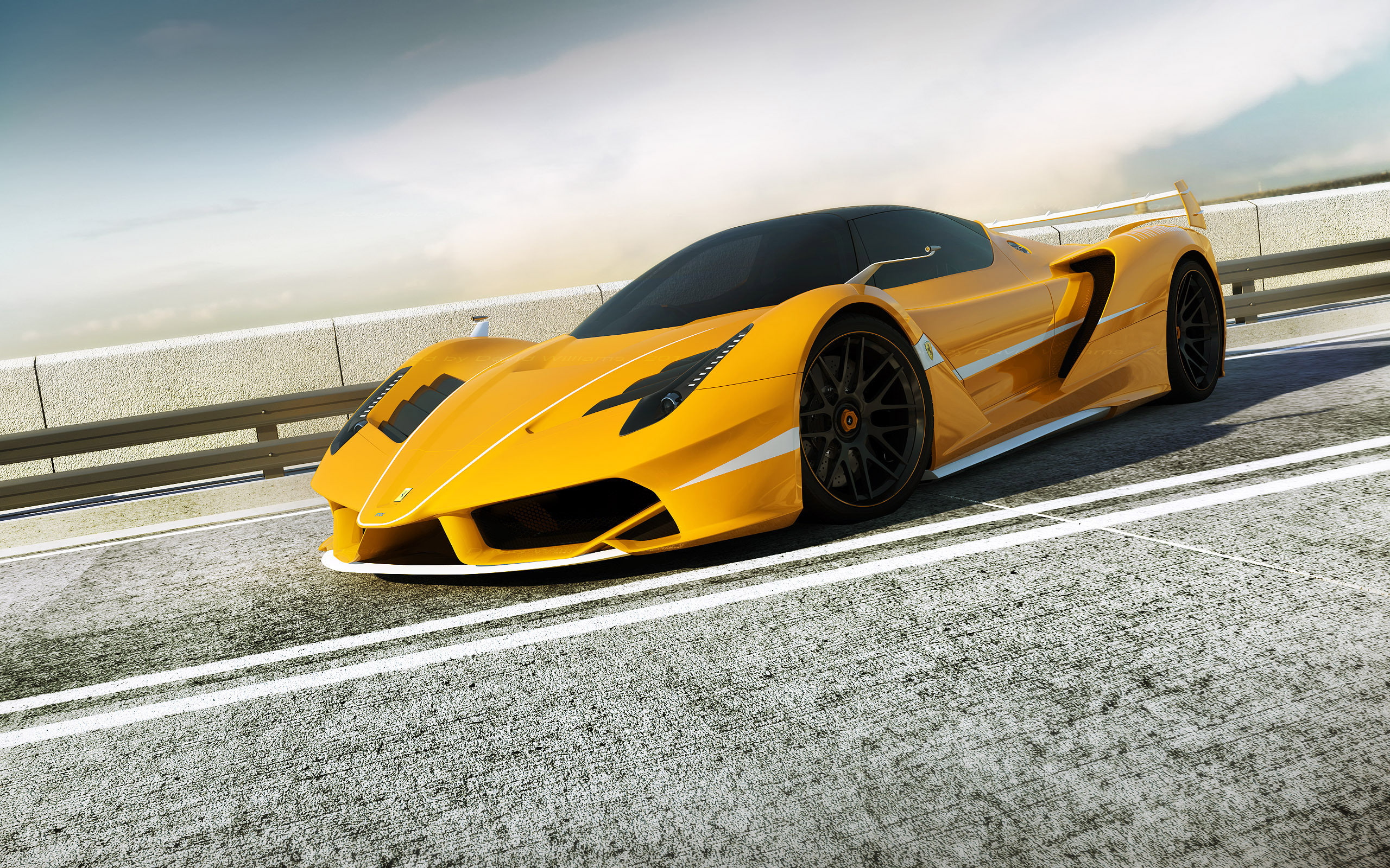 fxx, yellow, f70, 2K, render, ferrari, HD Wallpaper