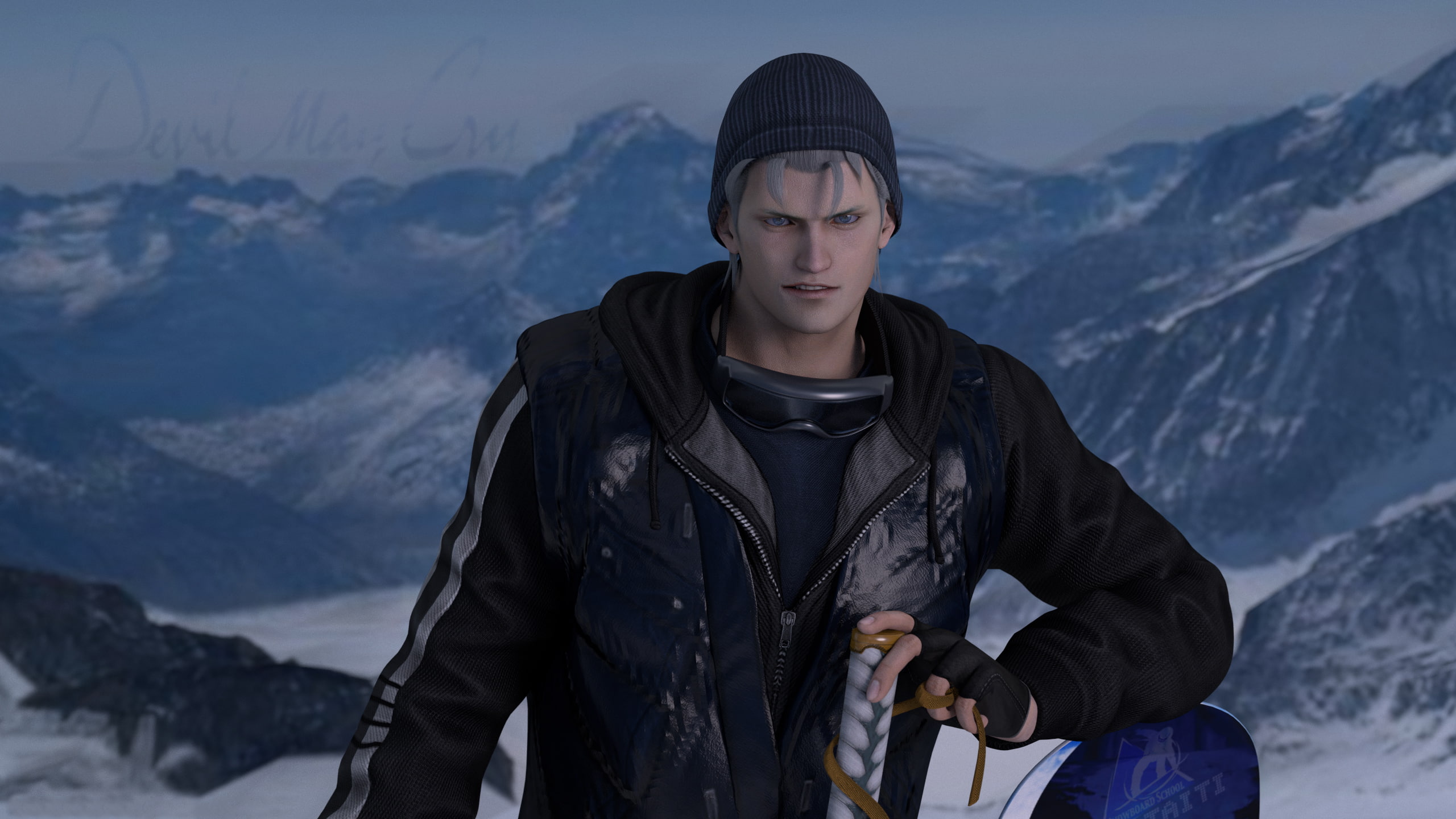 2K, devil may cry, mountains, hat, sword, male, guy, Virgil, rendering, demon, HD Wallpaper