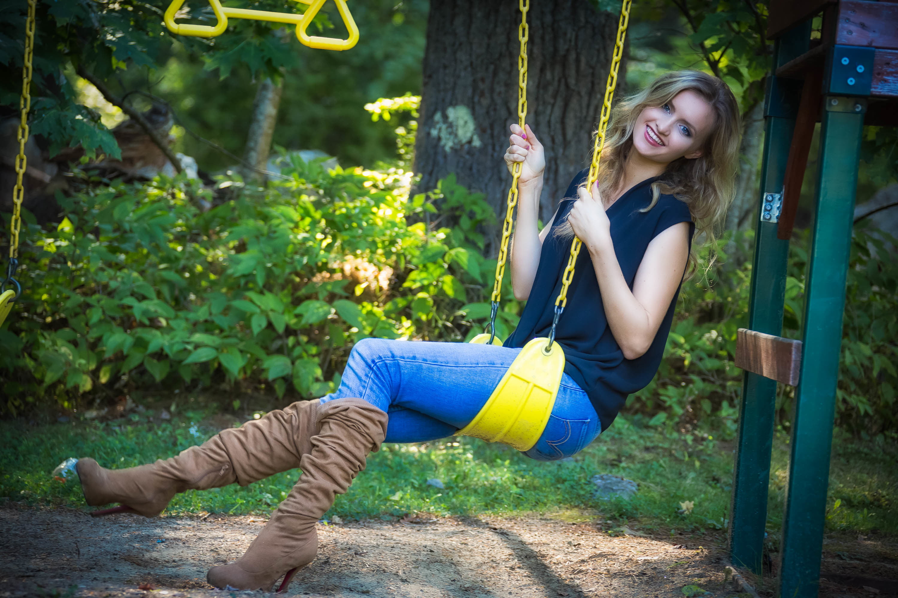 girl, smile, 2K, summer, Madeleine, face, swing, HD Wallpaper