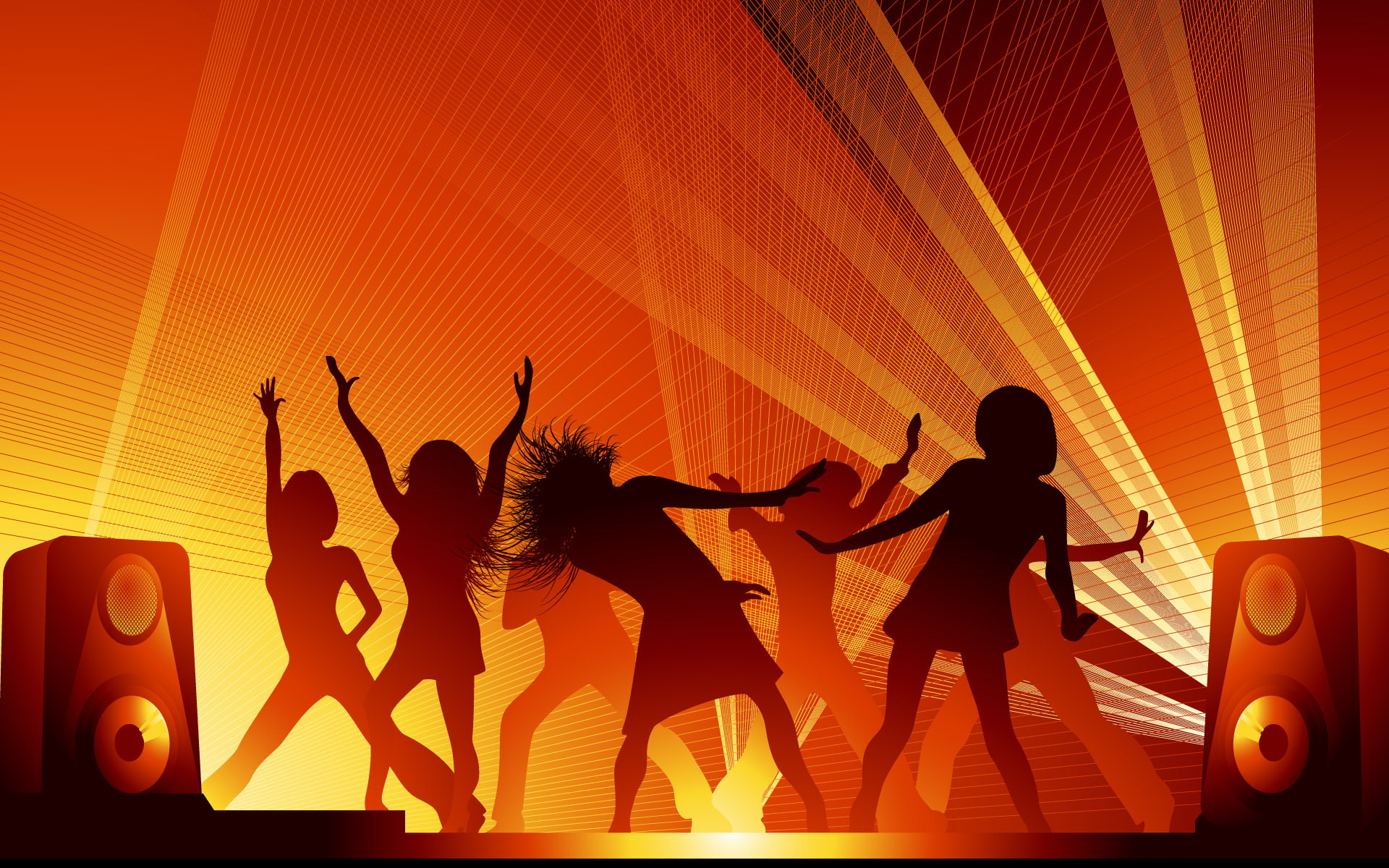 1080P, music, party, vector and design, orange, HD Wallpaper