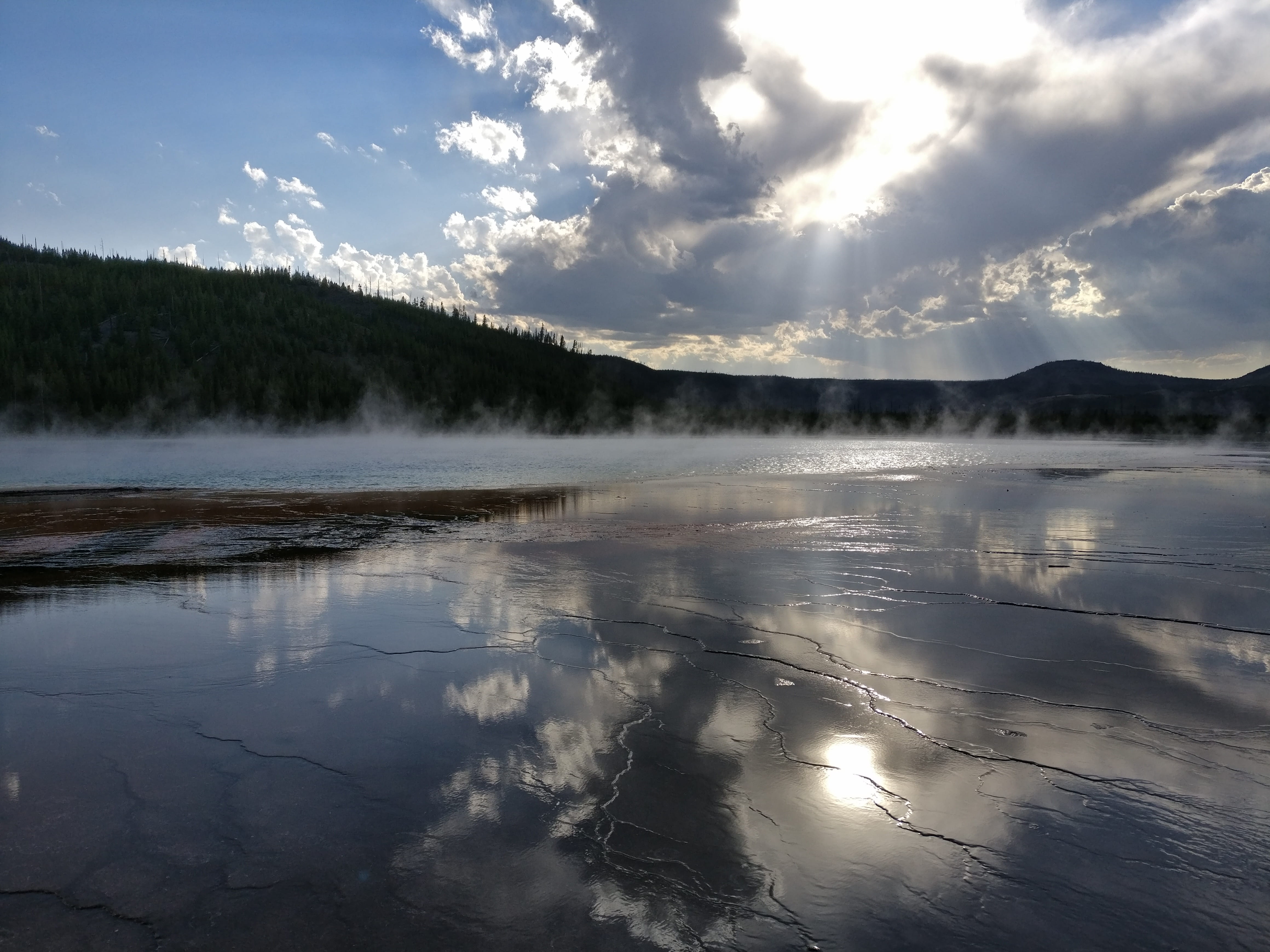 idyllic, sky, non-urban scene, hotspring, tree, water, nature, reflection lake, lake, cloud - sky, scenics - nature, hot, no people, sun, waterfront, beauty in nature, HD Wallpaper